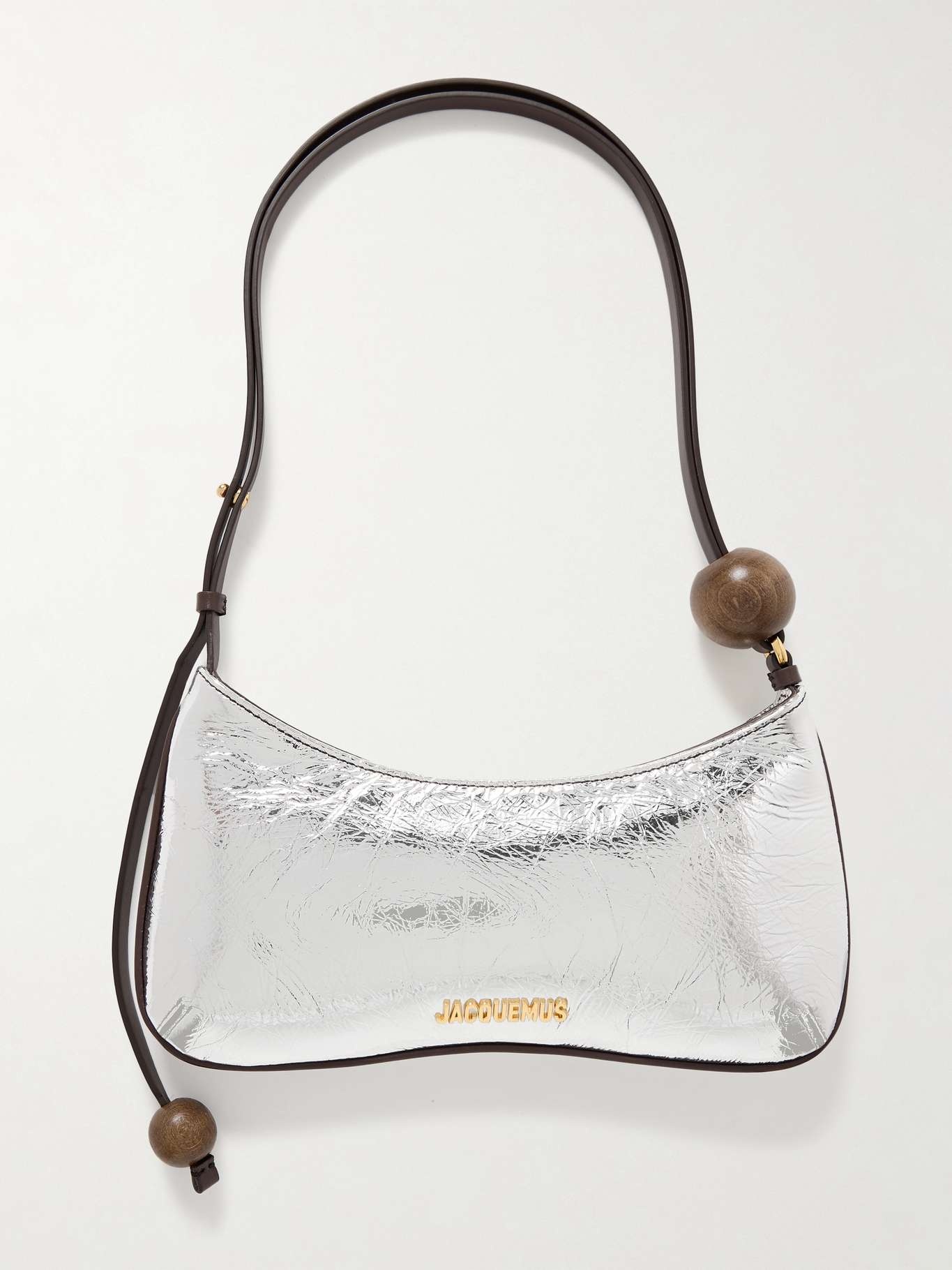 Le Bisou Perle embellished metallic crinkled-leather shoulder bag - 1