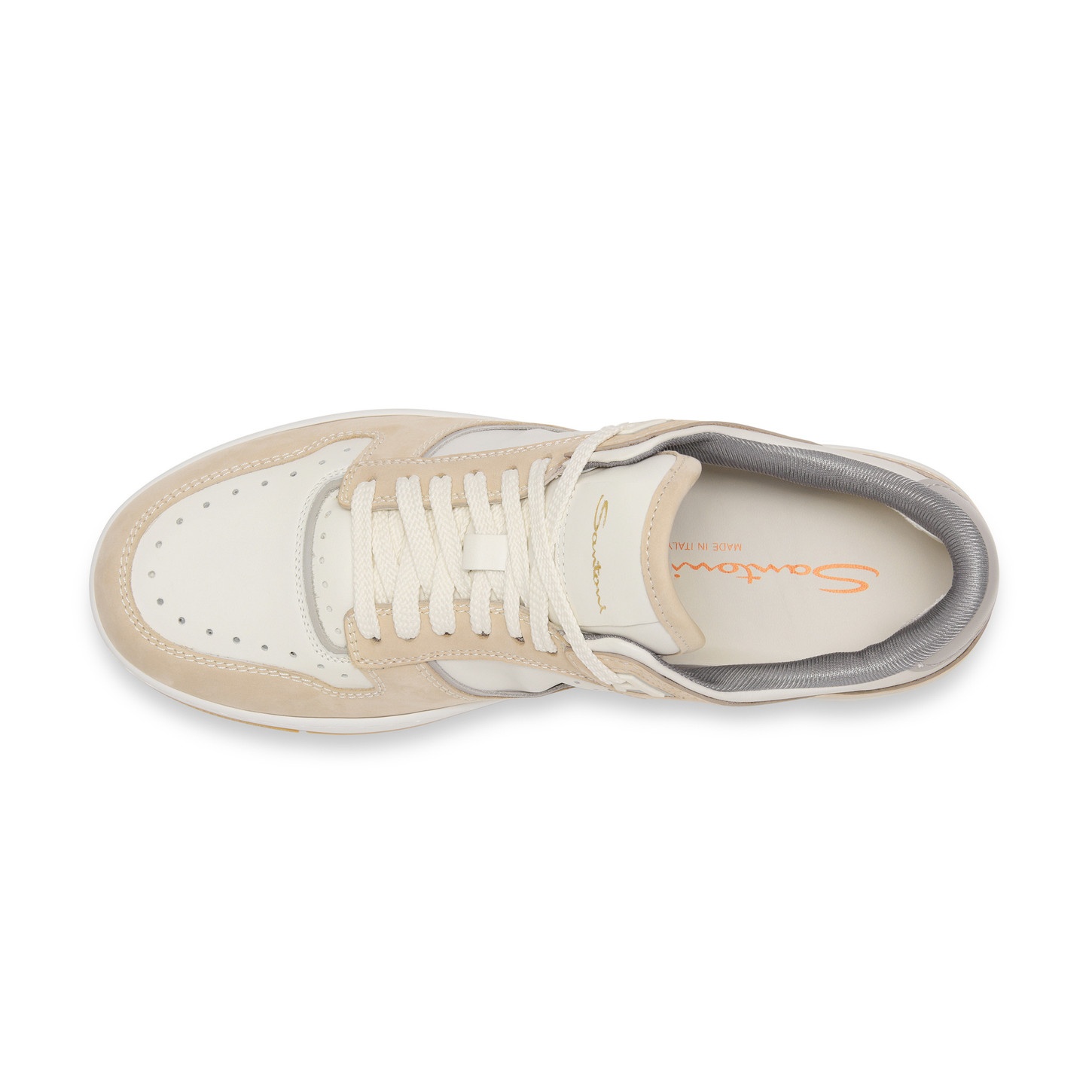 Men’s white and beige leather and nubuck Sneak-Air sneaker - 5