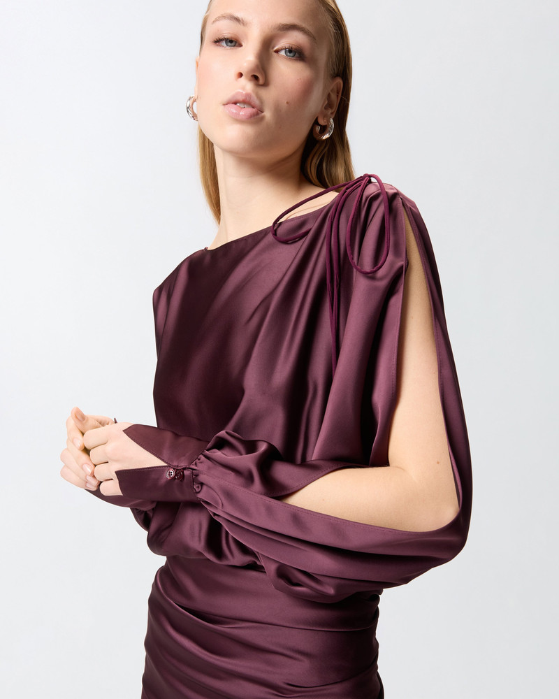 LONG SATIN DRESS WITH DRAPING 6