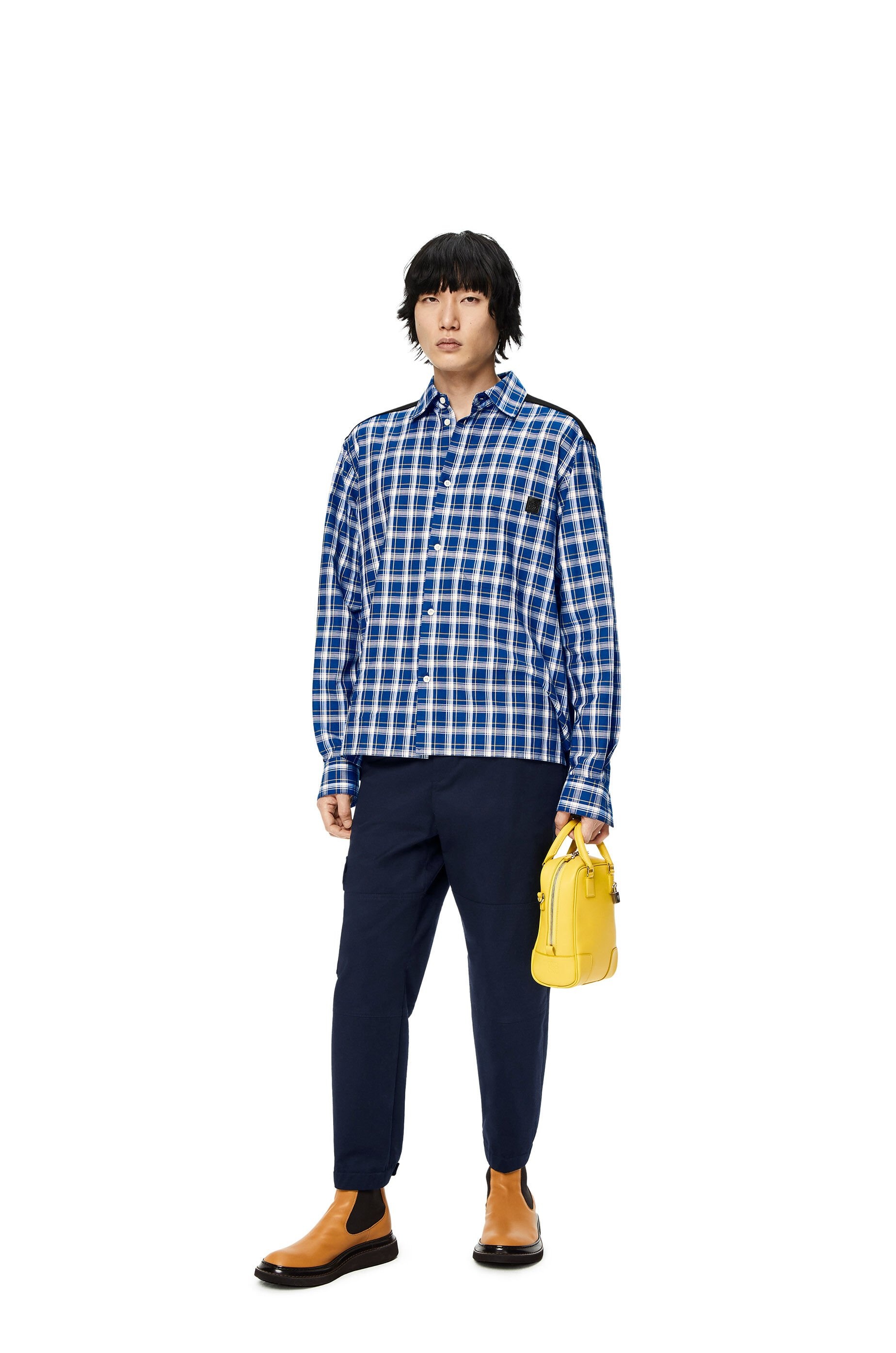 Fleece back check shirt in cotton - 2