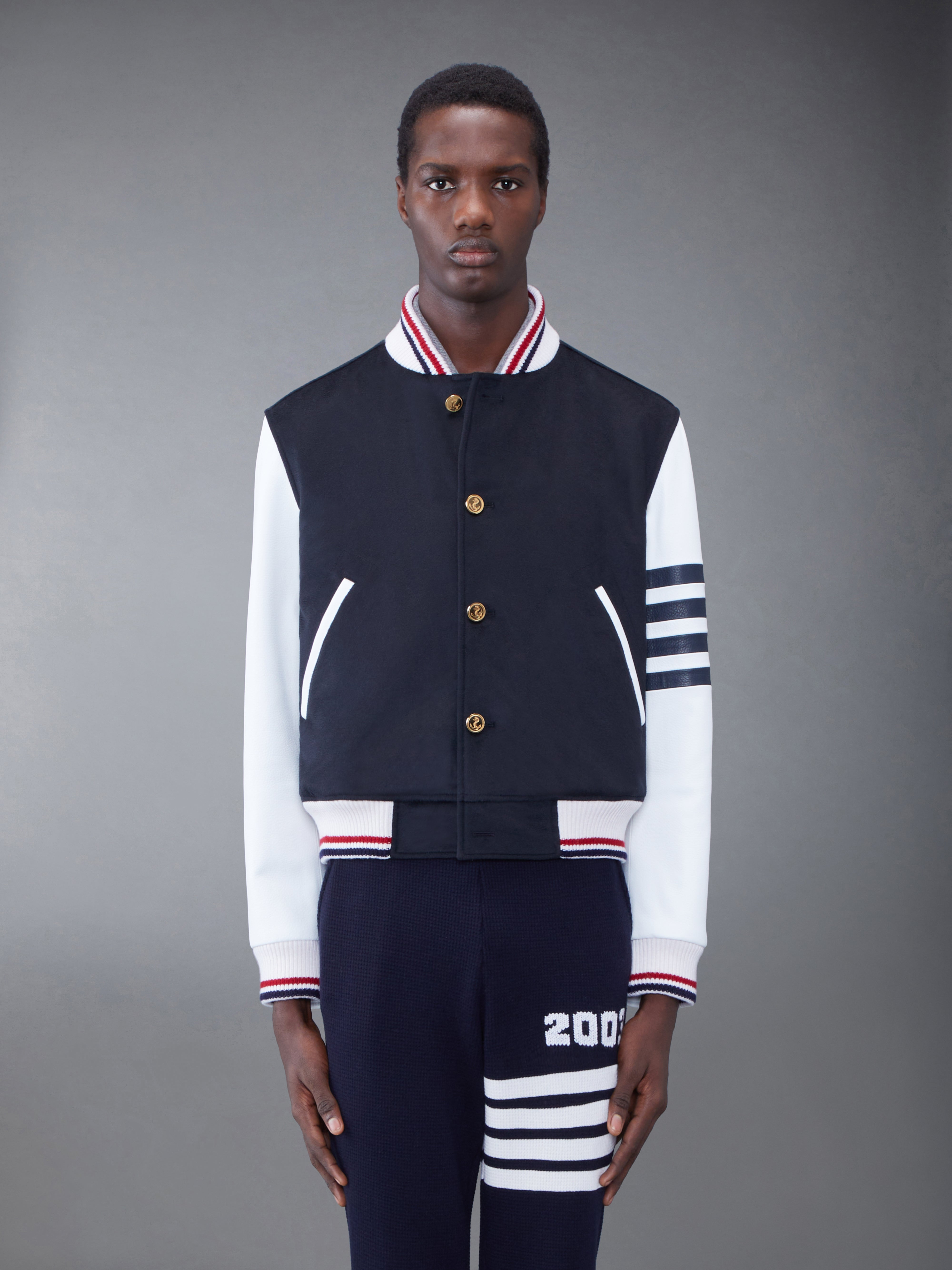 KNIT RIB 2003 4-BAR BLOUSON JACKET - 1