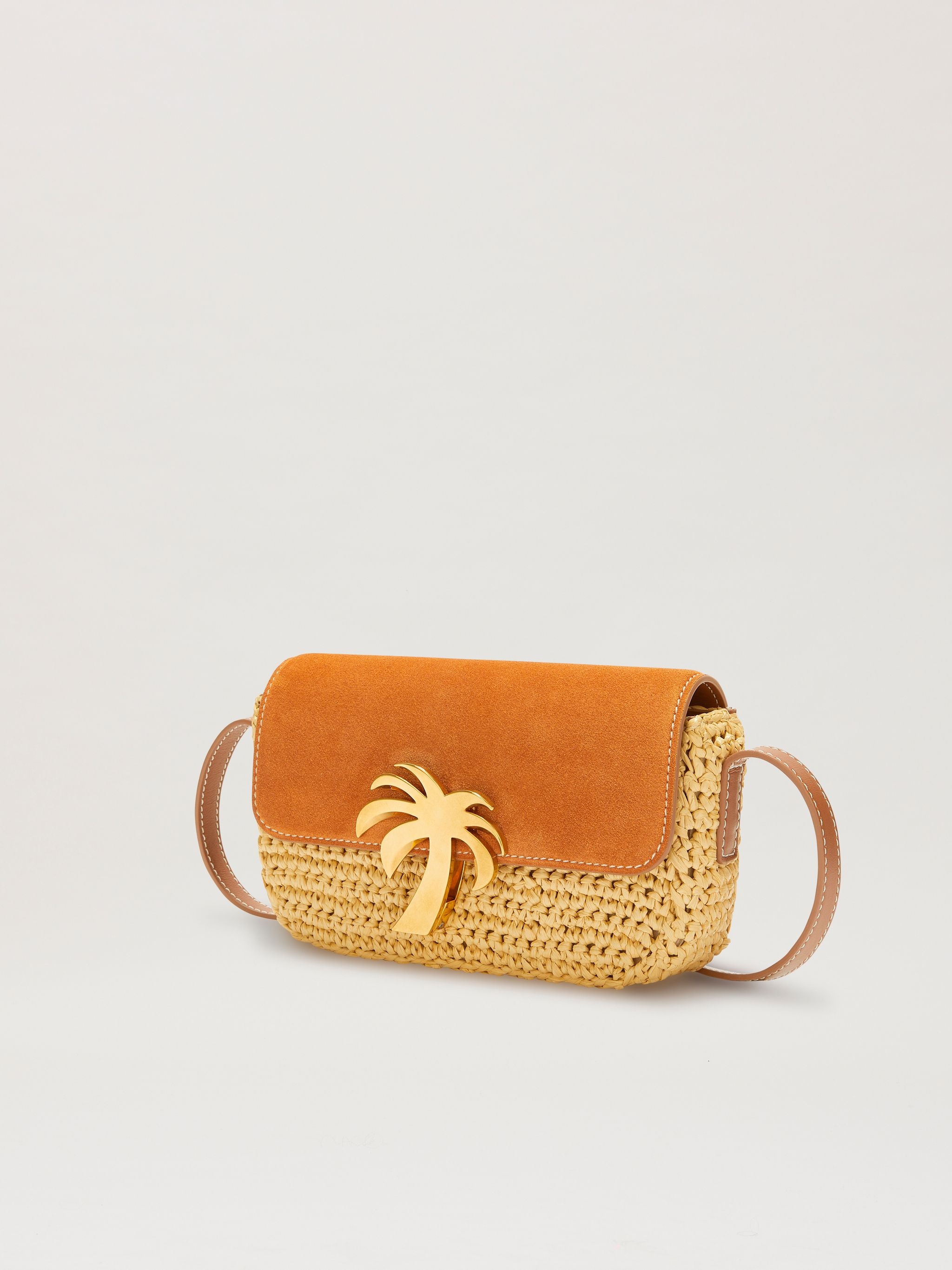 Woven Palm Bridge Suede Bag - 3