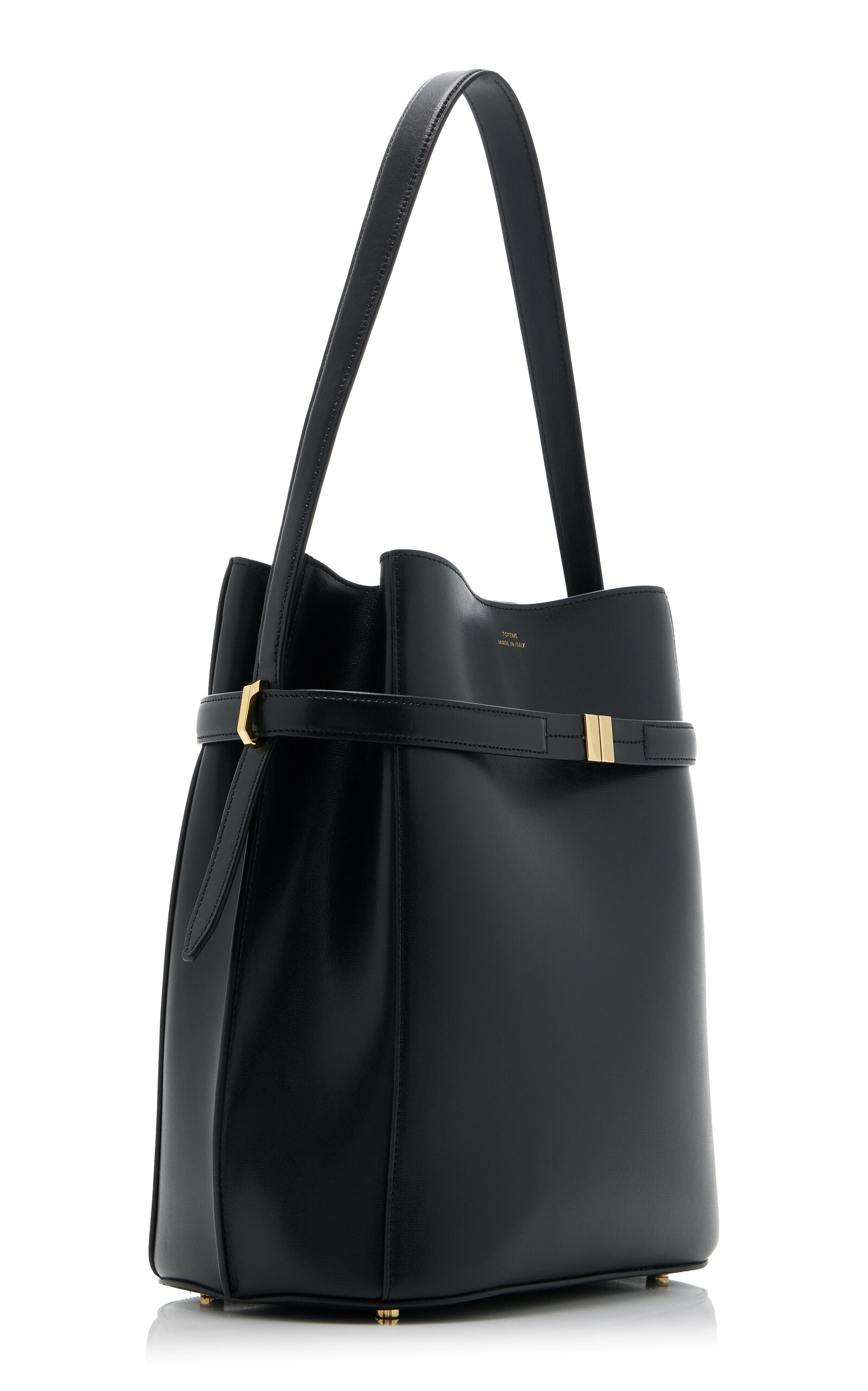 Belted Leather Bucket Bag black - 4