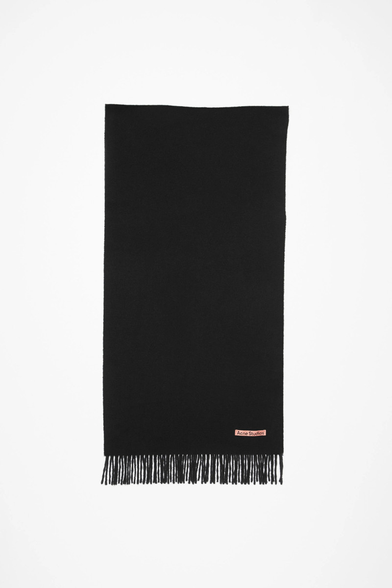 Cashmere fringe scarf - Narrow - Black 1