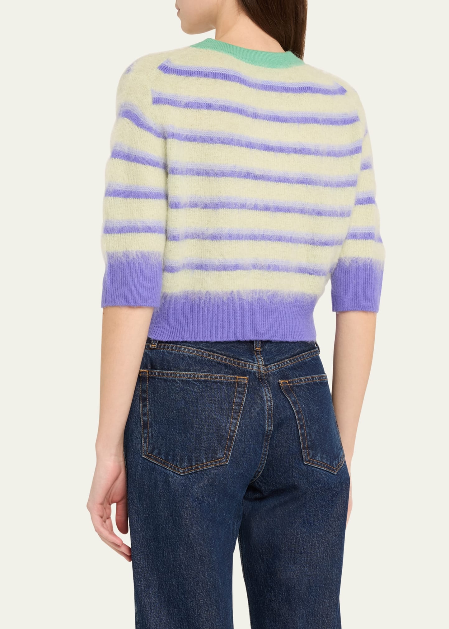 Stripe Cropped Mohair Wool Ringer Tee - 3