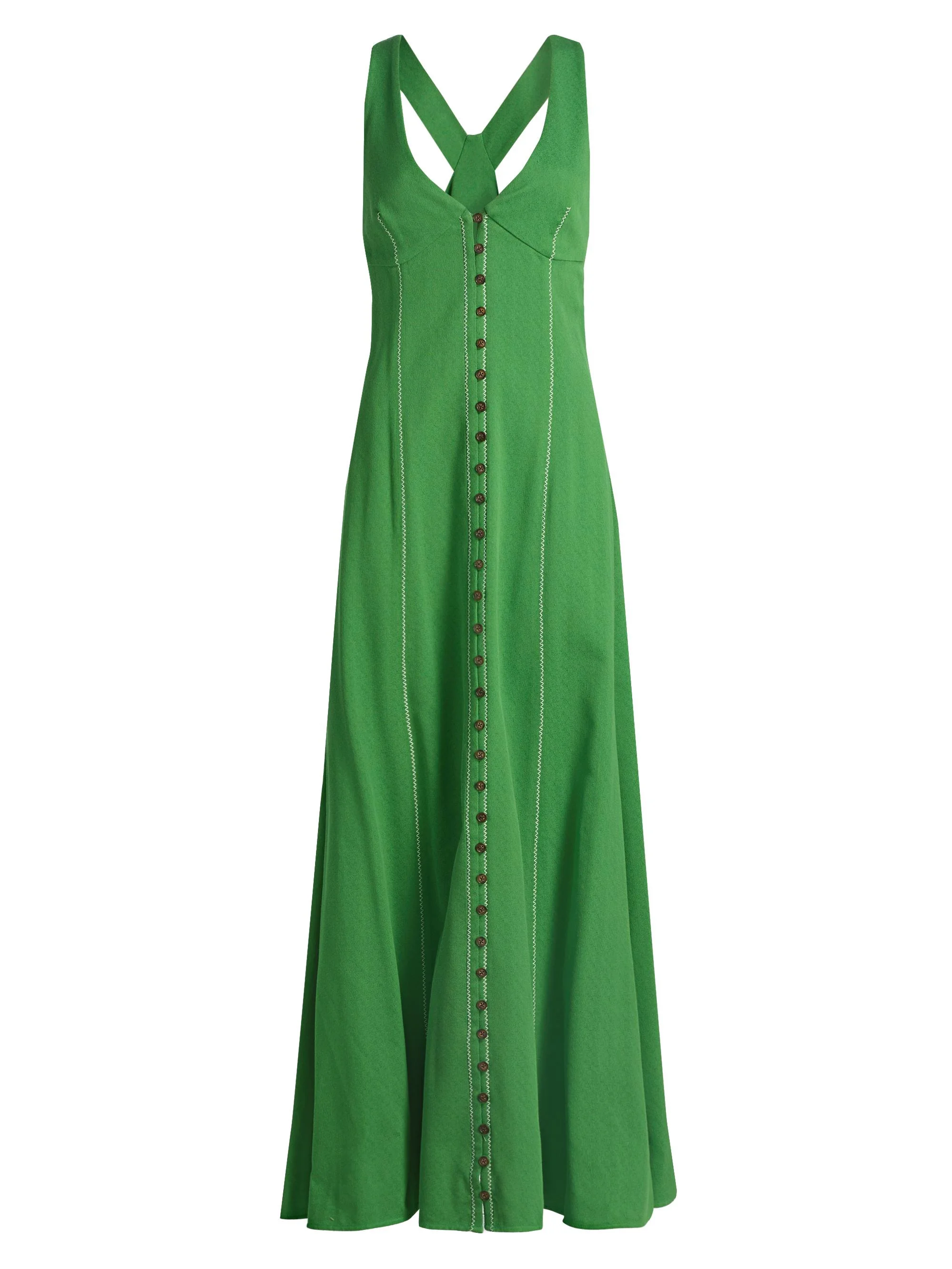 Women's Row, Row, Row Your Buttons Crepe Maxi Dress - Grass Green - 1