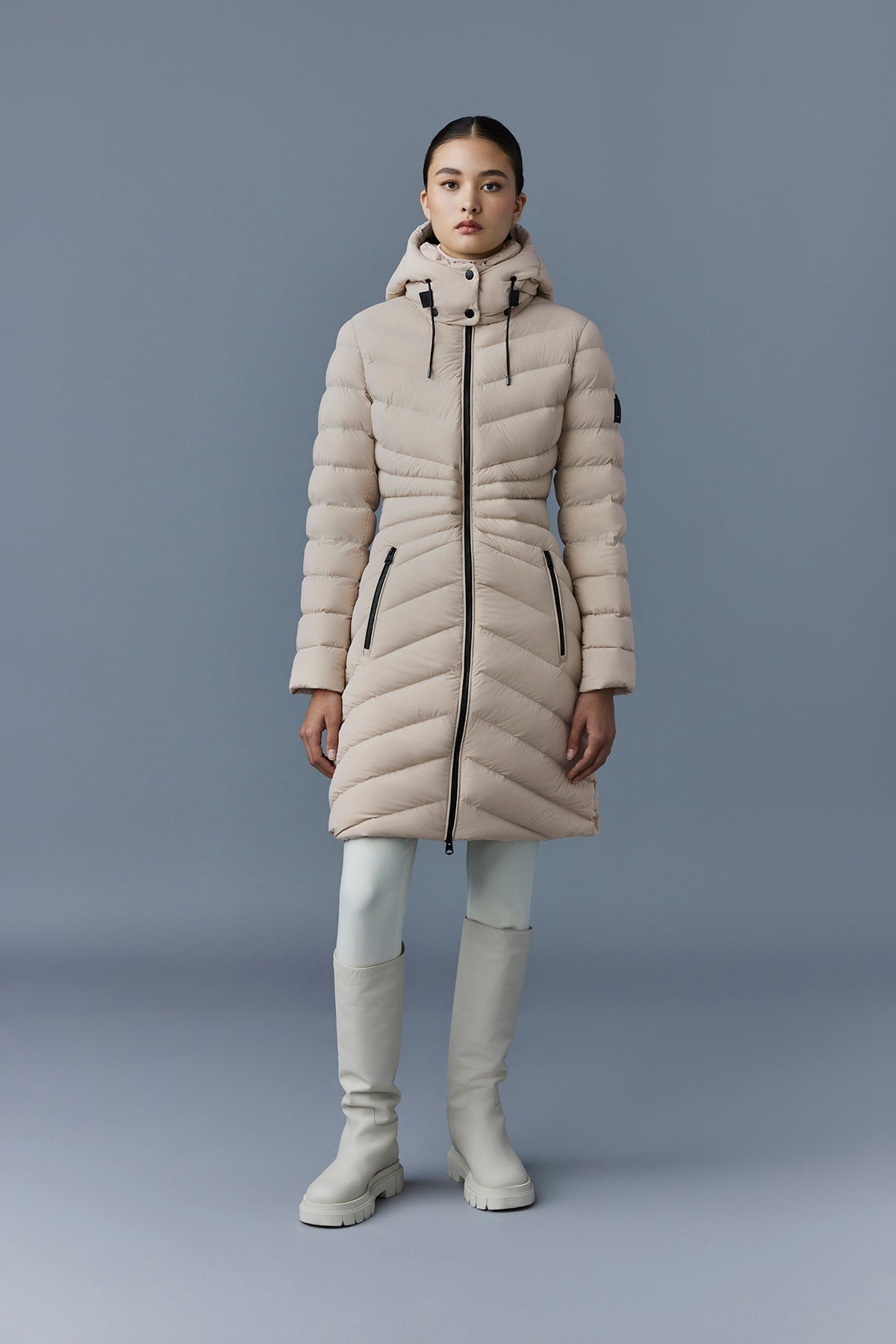 CAMEA-STR Stretch light down jacket with removable hood - 4