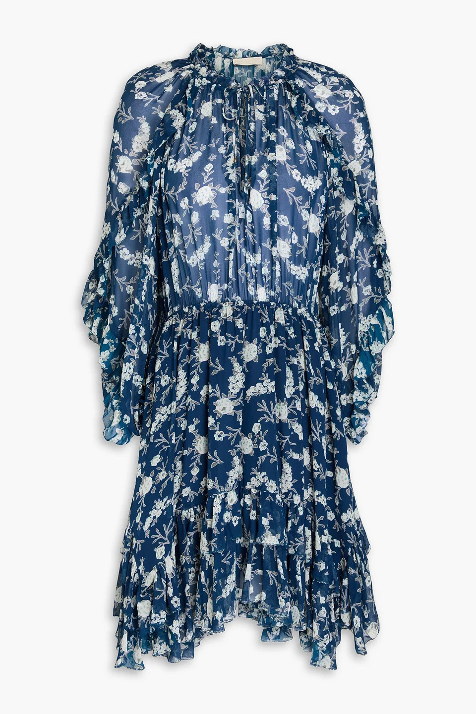 Alissa ruffled floral-print silk-georgette mini dress - 1