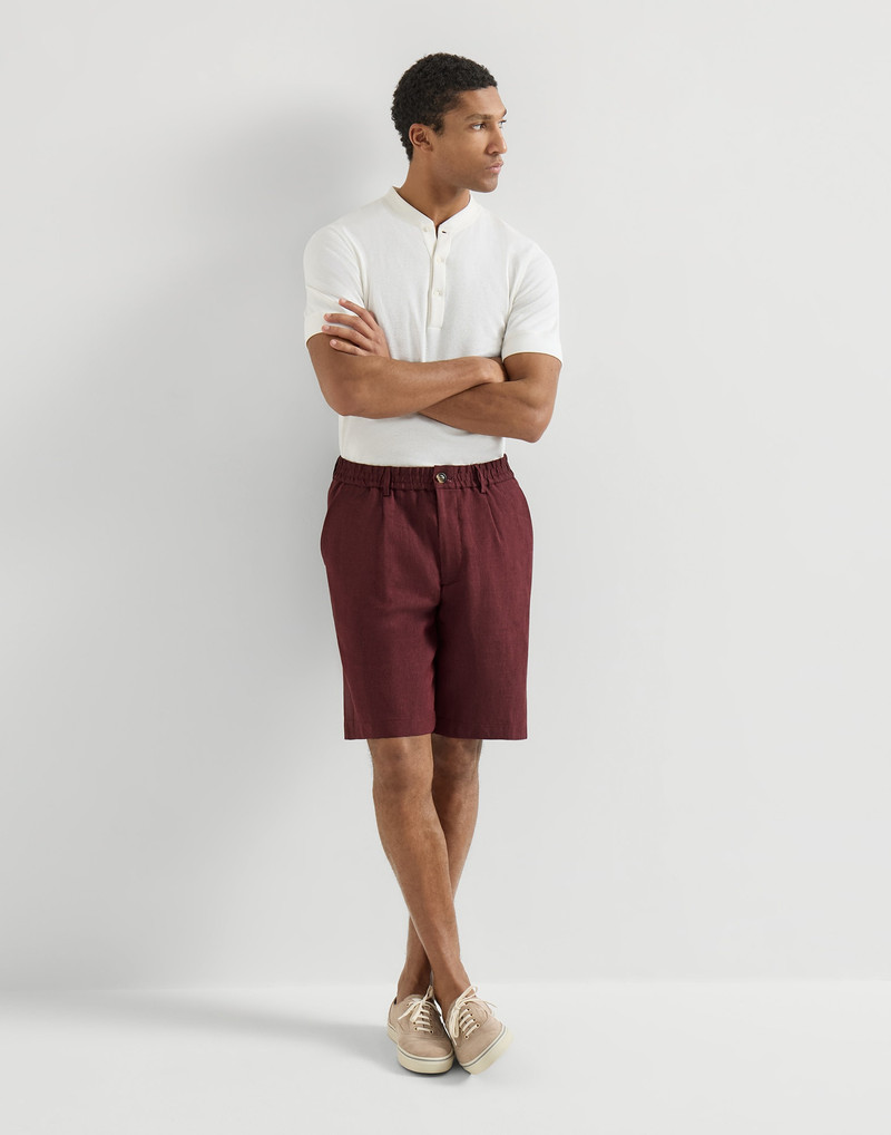 Linen and virgin wool chevron Bermuda shorts 5