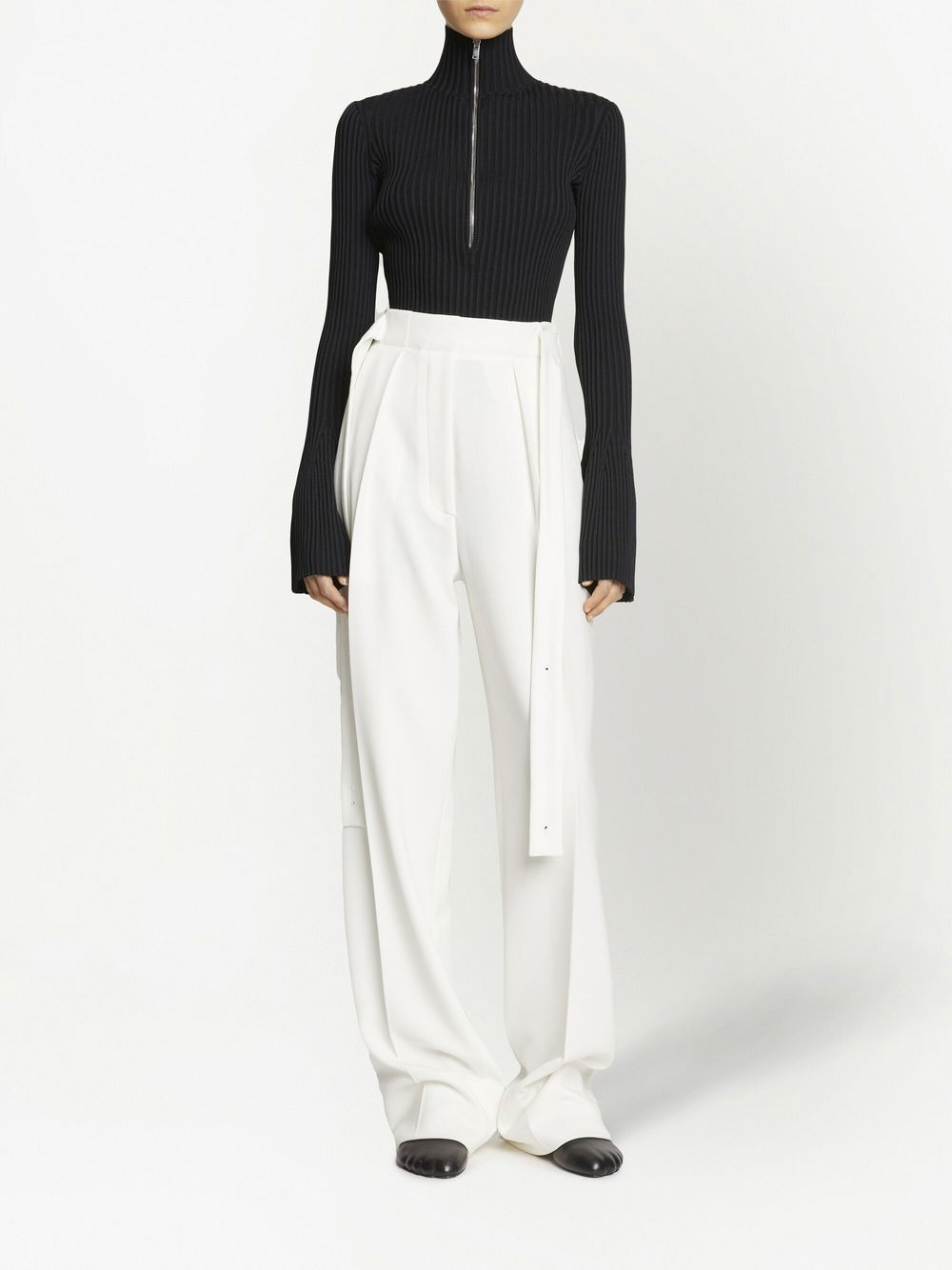 half-zip rib knit top - 2