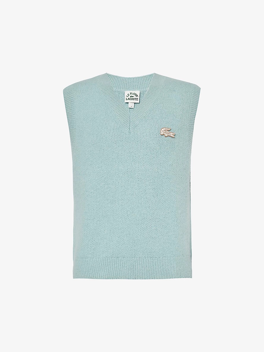 LACOSTE LE FLEUR* Vネックベスト Mサイズ ライトブルー LACOSTE