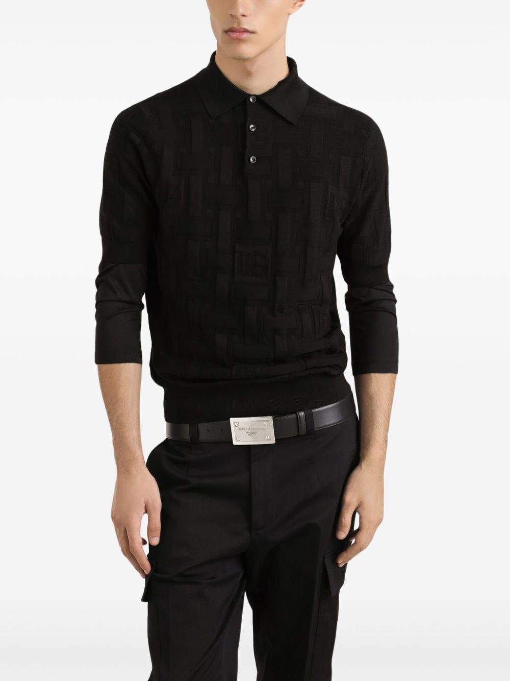 logo-jacquard polo shirt - 4
