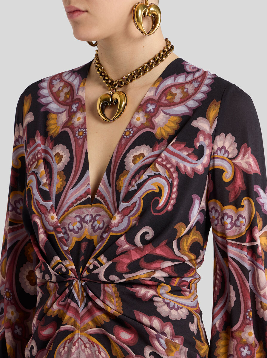 PRINTED STRETCH SABLÉ DRESS - 2