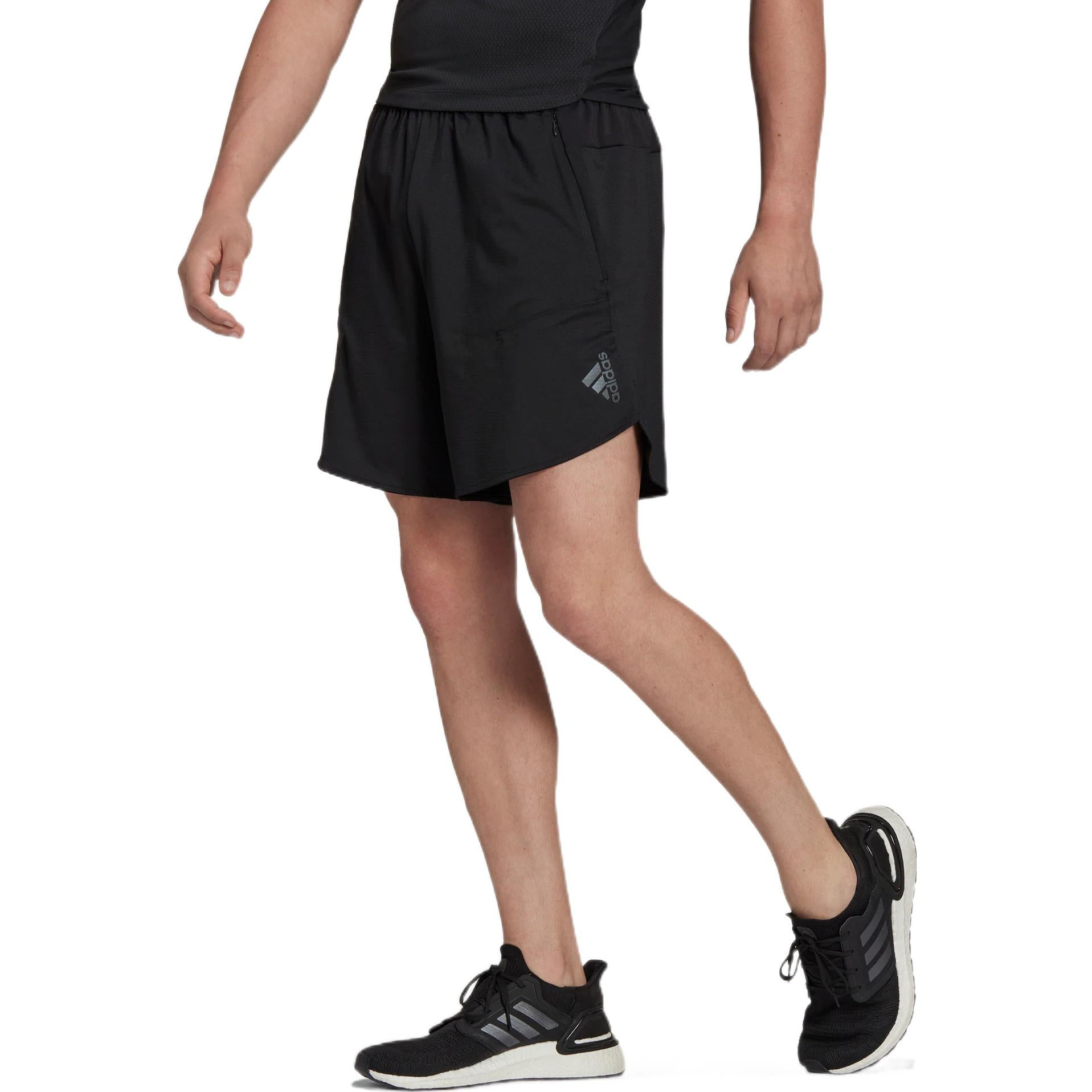 Men's adidas Printing Brand Logo Solid Color Gym Shorts Black HB6526 - 2