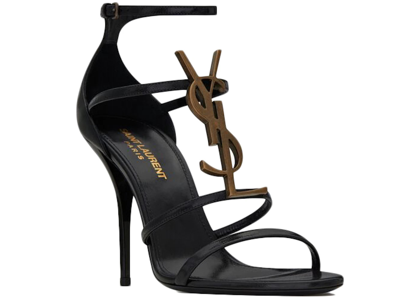 Saint Laurent Cassandra Sandal Heels Black Leather - 2