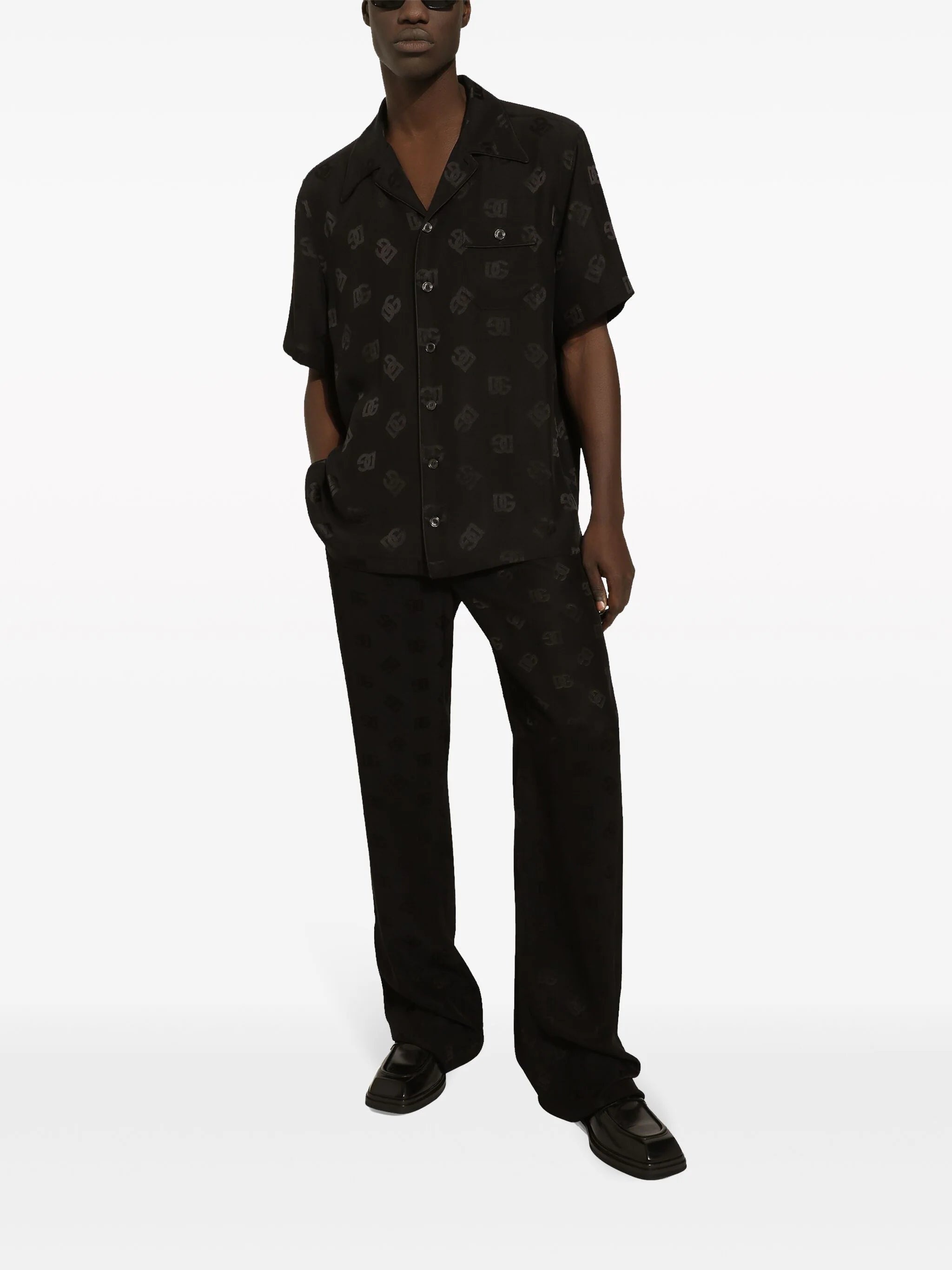 DG MONOGRAM-JACQUARD SILK SHIRT - 2