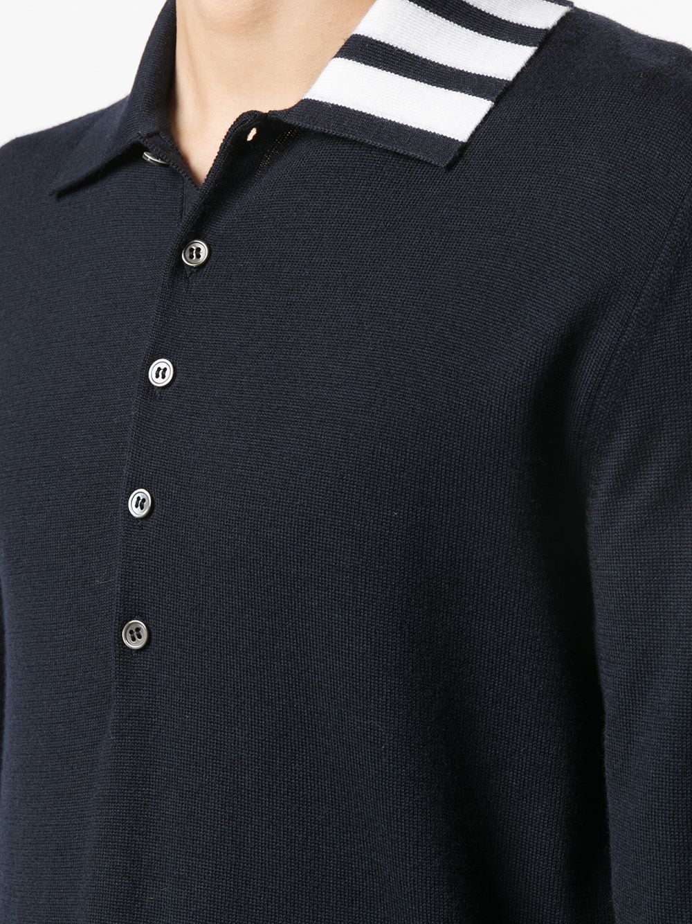 4-Bar long-sleeved knitted polo shirt - 5