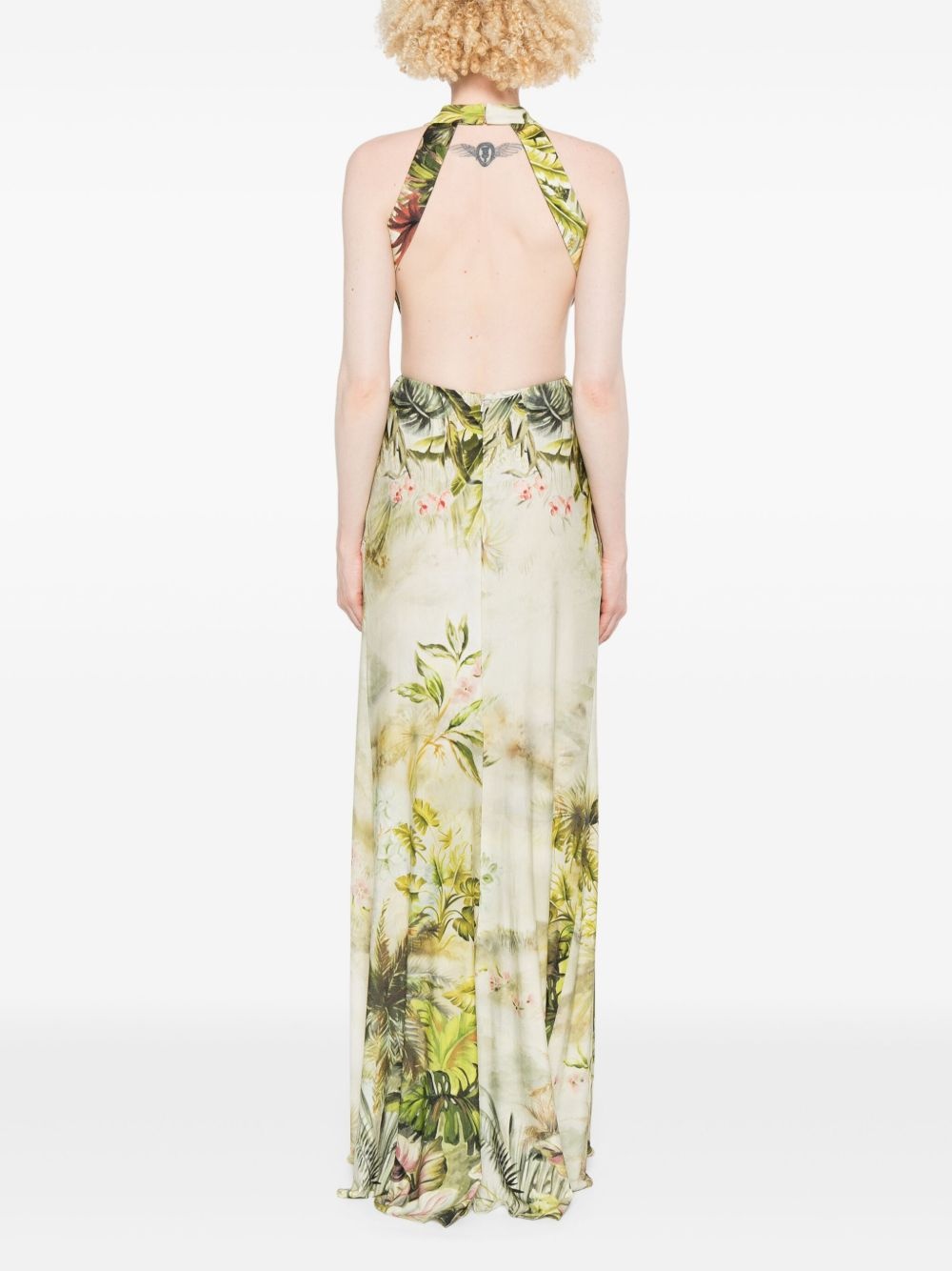 leaf-print maxi dress - 4