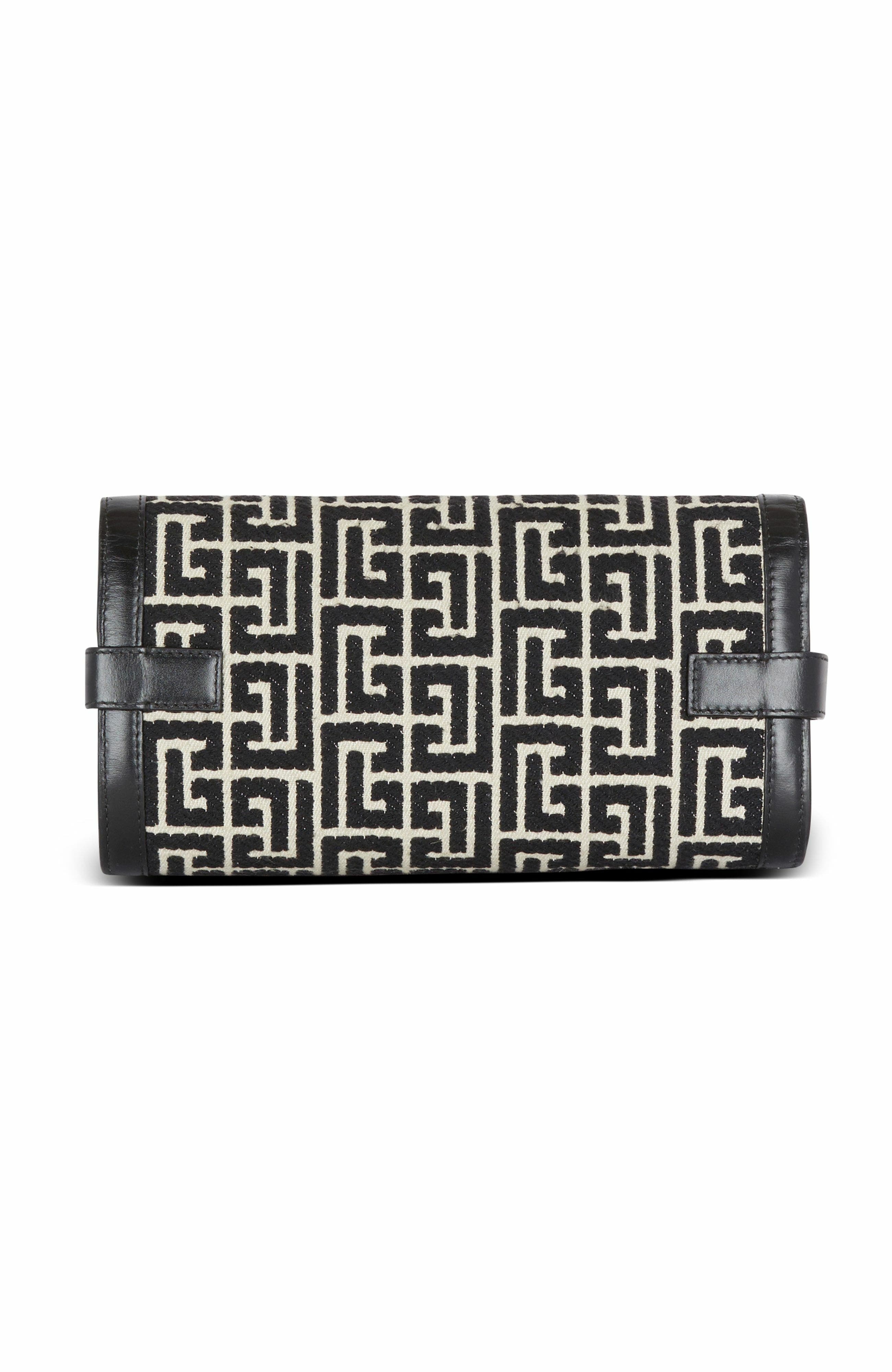 Balmain B-Buzz Pouch 23 in monogrammed jacquard canvas and leather in Black at Nordstrom - 2