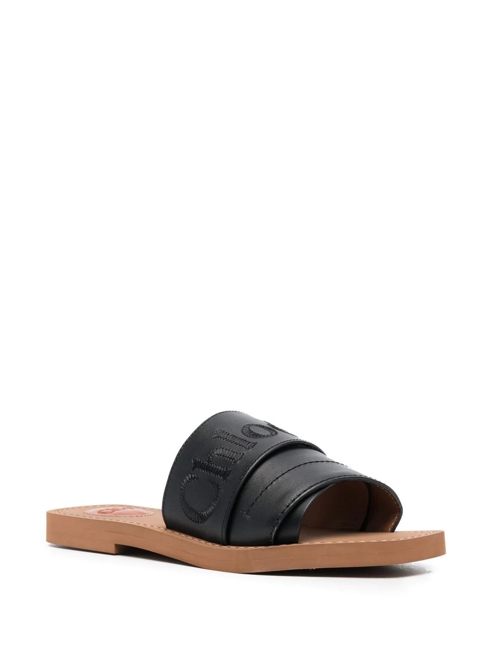logo-embroidered leather sandals - 2