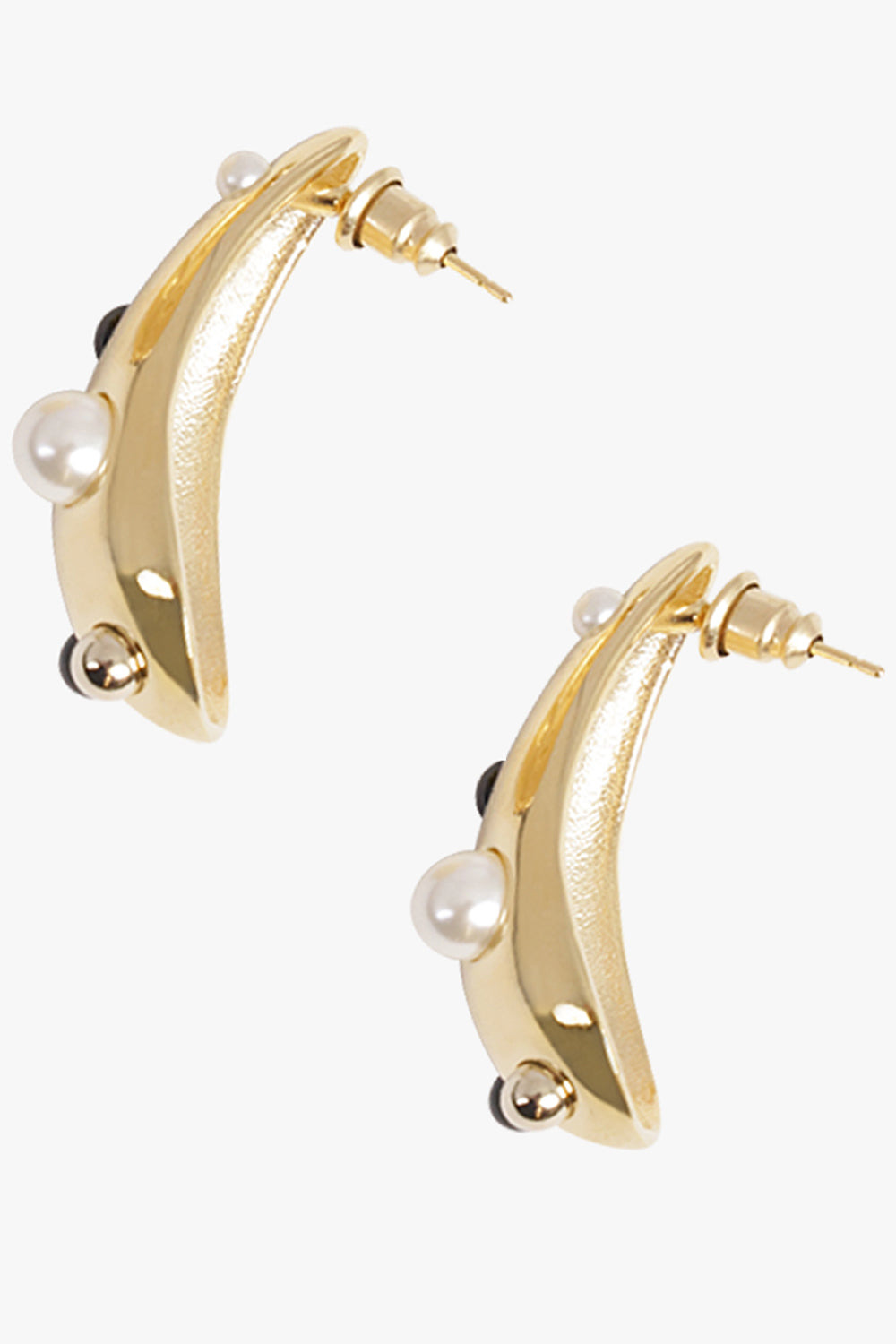DROPS OF LIGHT CURVED EARRINGS | GOLD/BLACK - 2