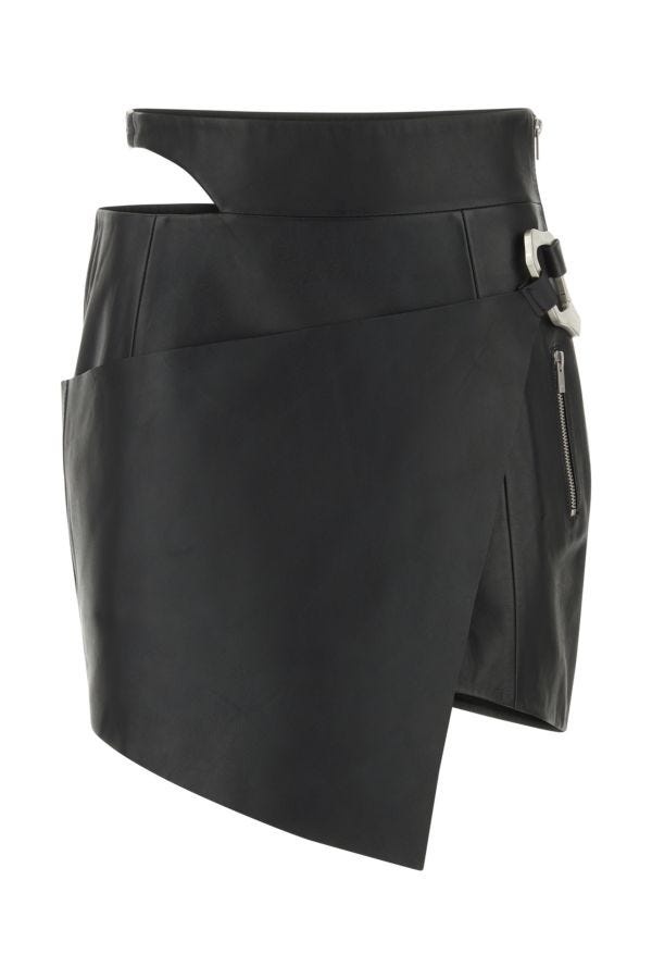 HELIOT EMIL™ Black leather mini skirt | REVERSIBLE