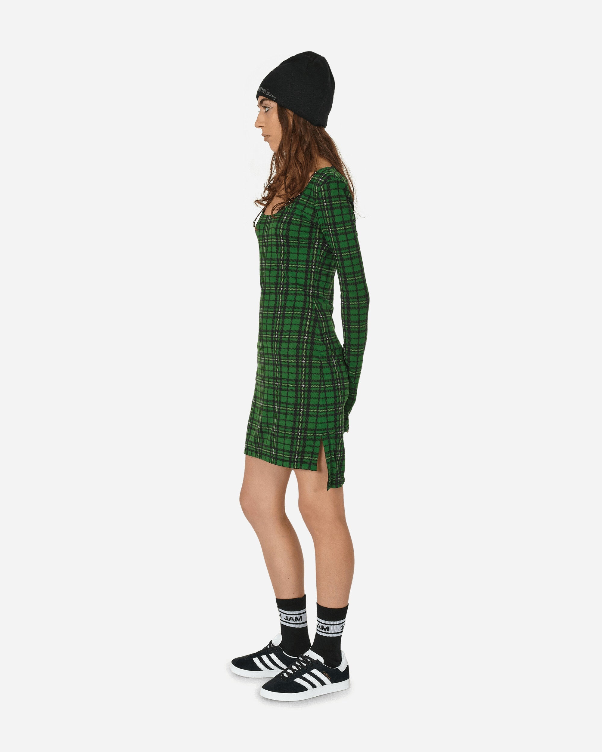 Tartan Long Sleeve Mini Dress Green - 2