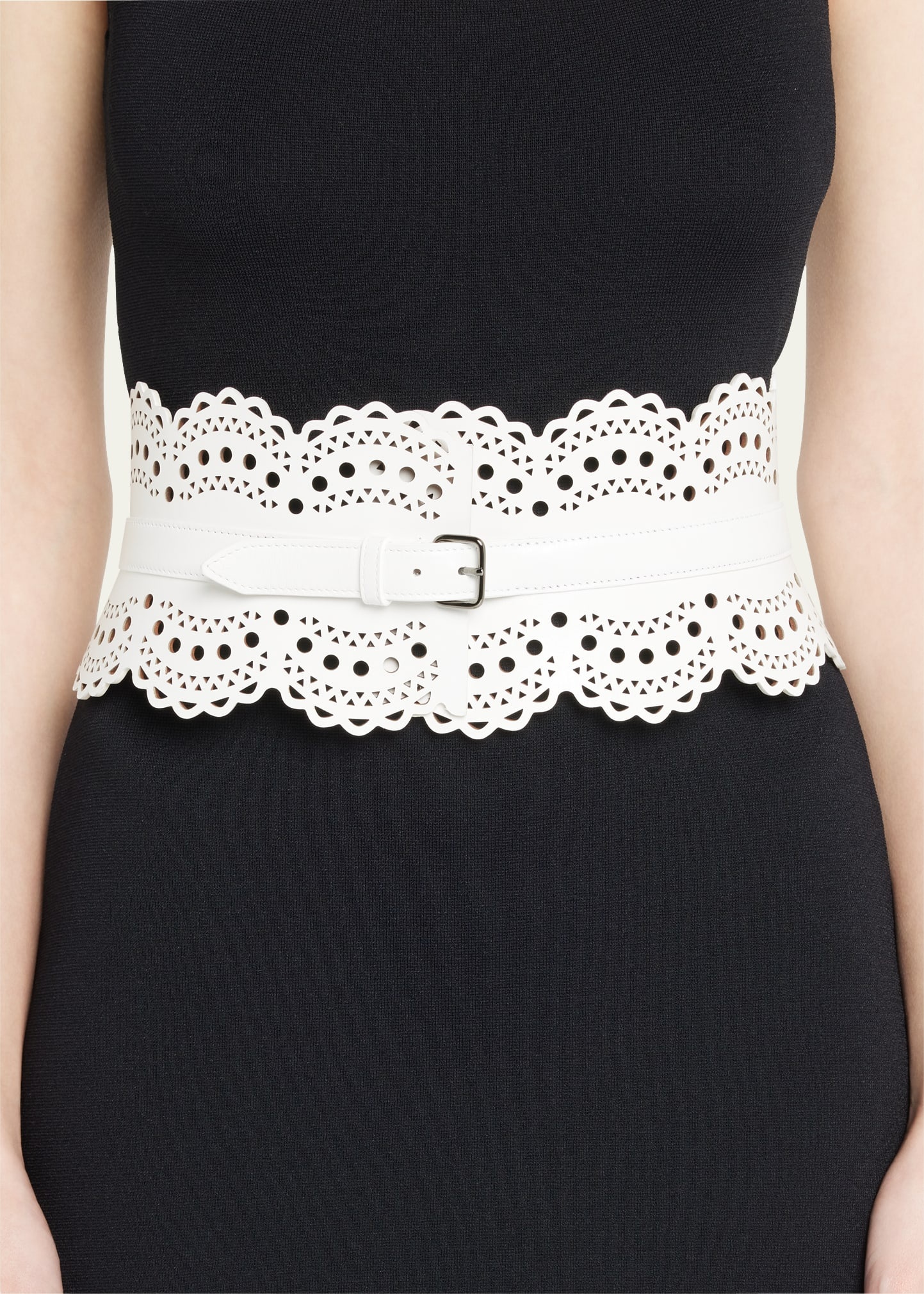 Openwork Wide Leather Vienne Corset Belt - 2