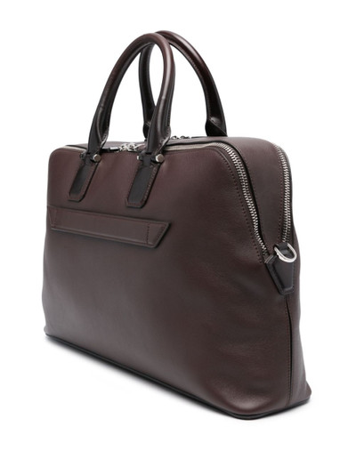 Santoni logo-debossed leather laptop bag outlook