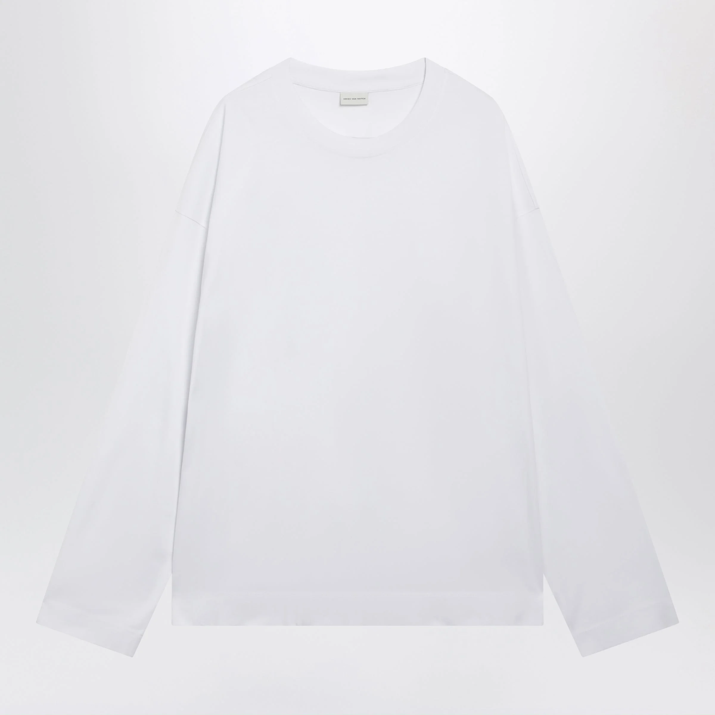 Dries Van Noten White Long-Sleeve Cotton T-Shirt Men - 1