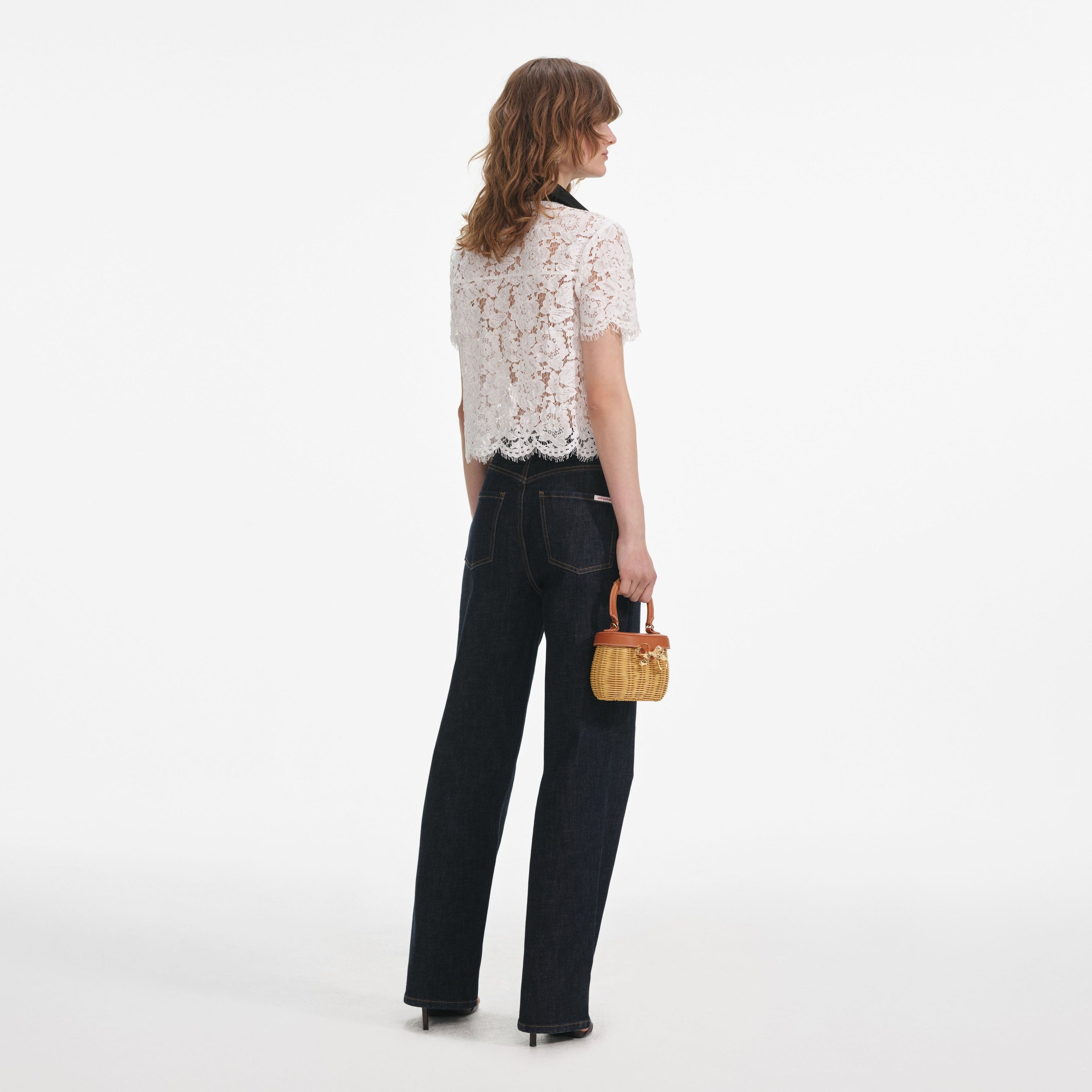 White Lace Contrast Collar Top - 3