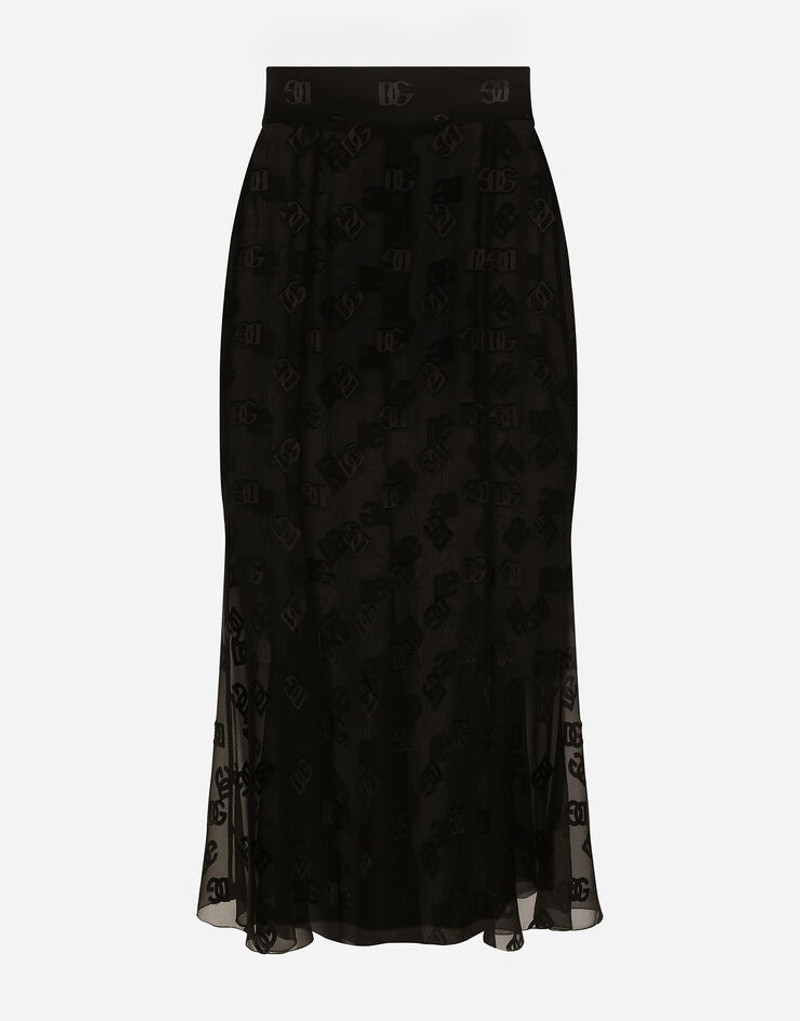 Devoré satin skirt with all-over DG logo 1
