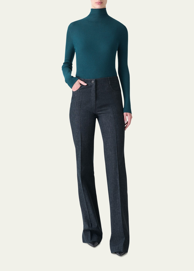 AKRIS Mock-Neck Cashmere-Silk Fine Rib Sweater outlook