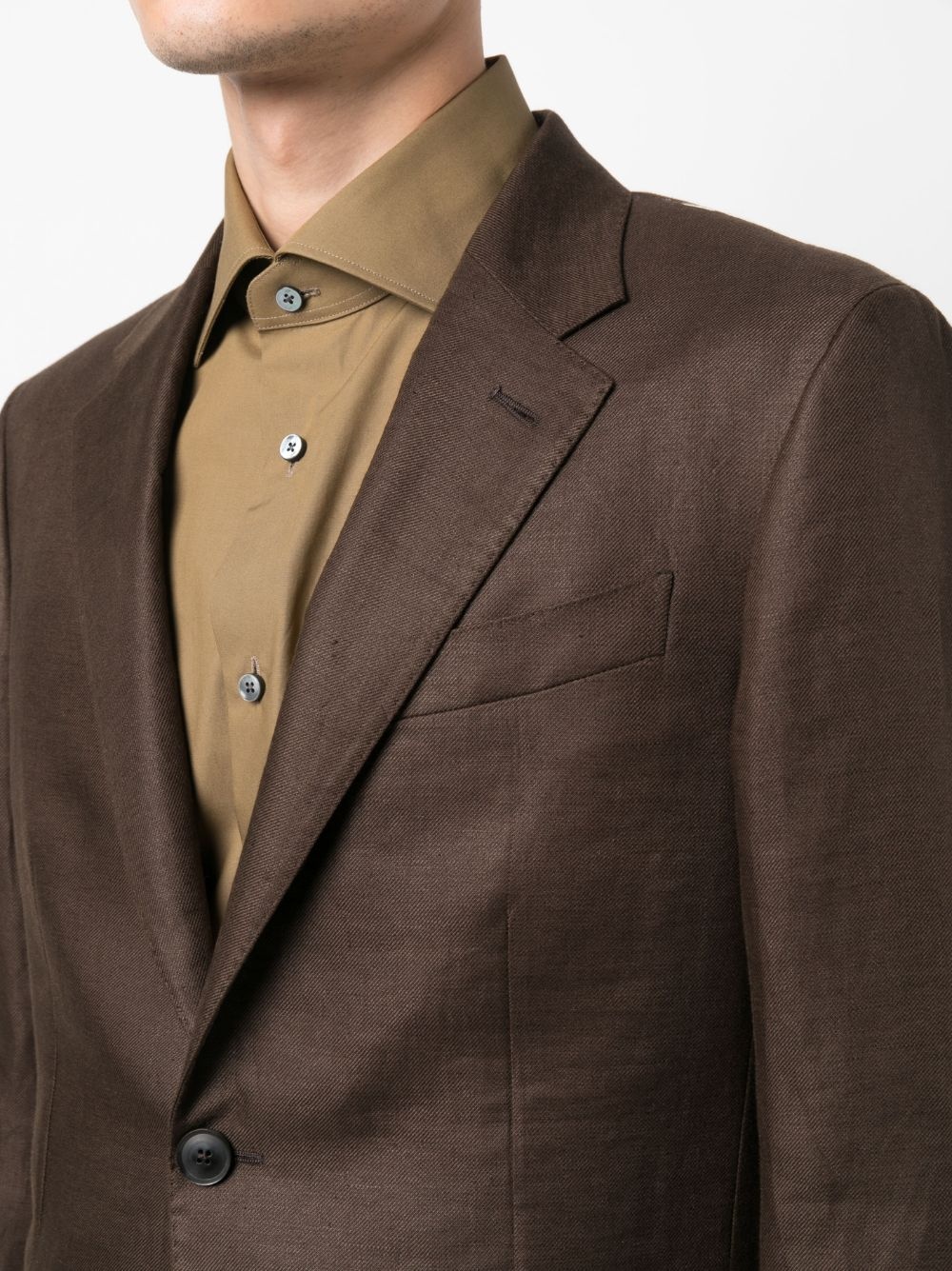 single-breasted linen blazer - 5