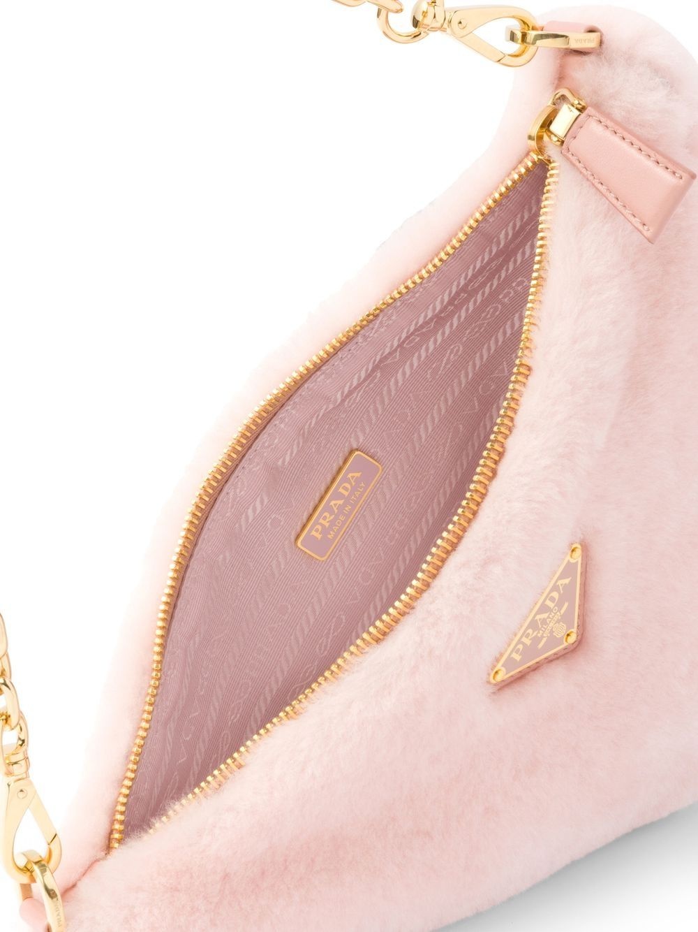 mini triangle logo shearling shoulder bag - 5