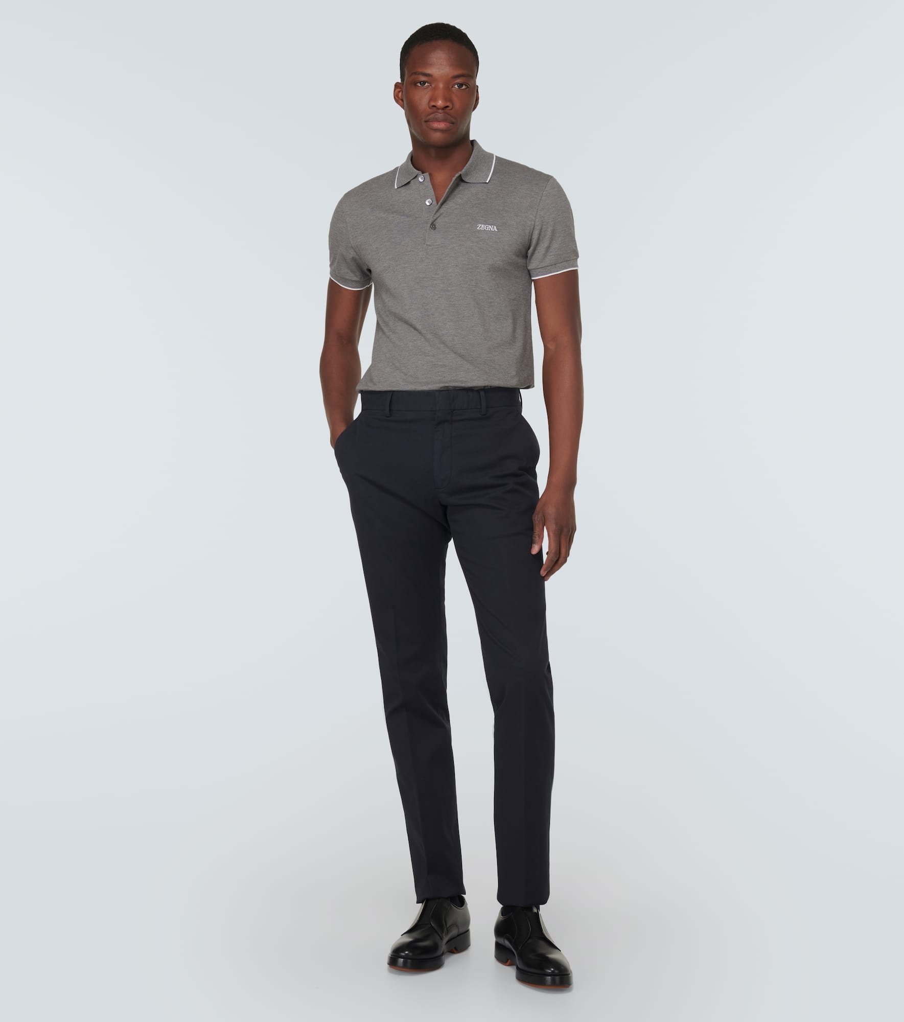 Logo cotton blend polo shirt - 2