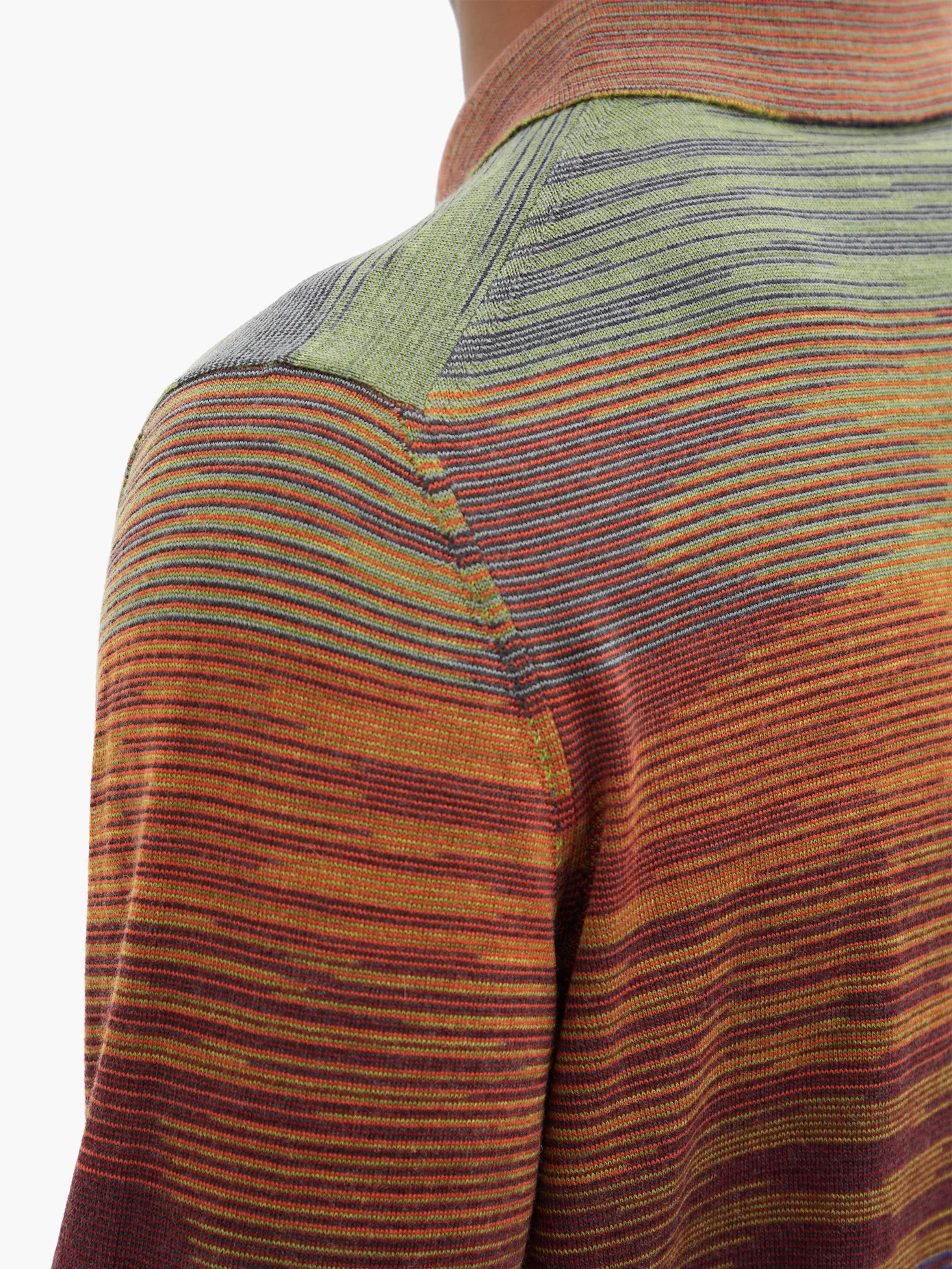 Space-dyed stripe wool-blend polo shirt - 4