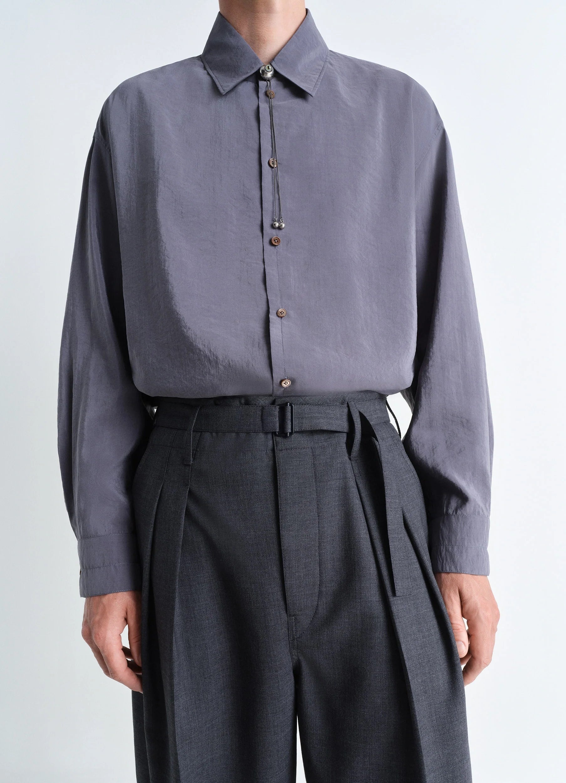 BELTED PLEATED PANTS - 3
