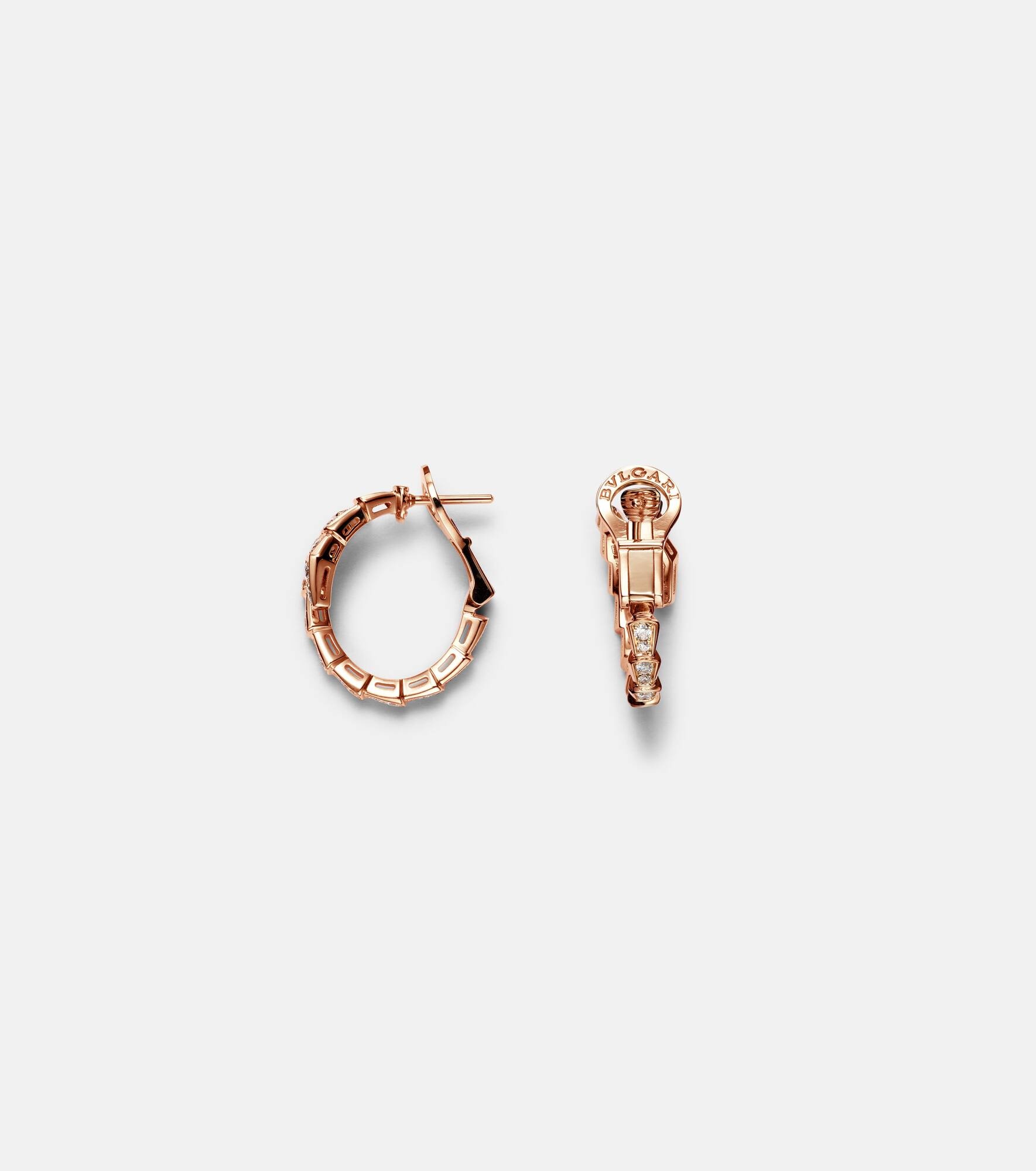 Serpenti Viper 18kt rose gold earrings with diamonds - 4