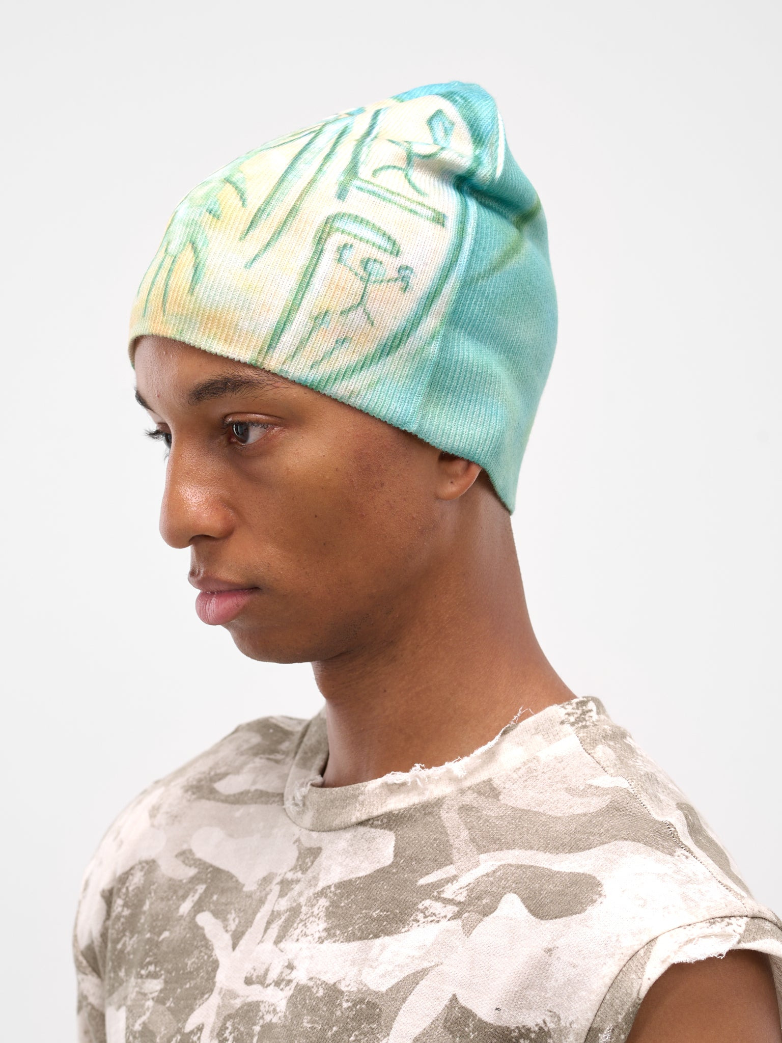 Teal Scarabold Graphic Rib Beanie - 2