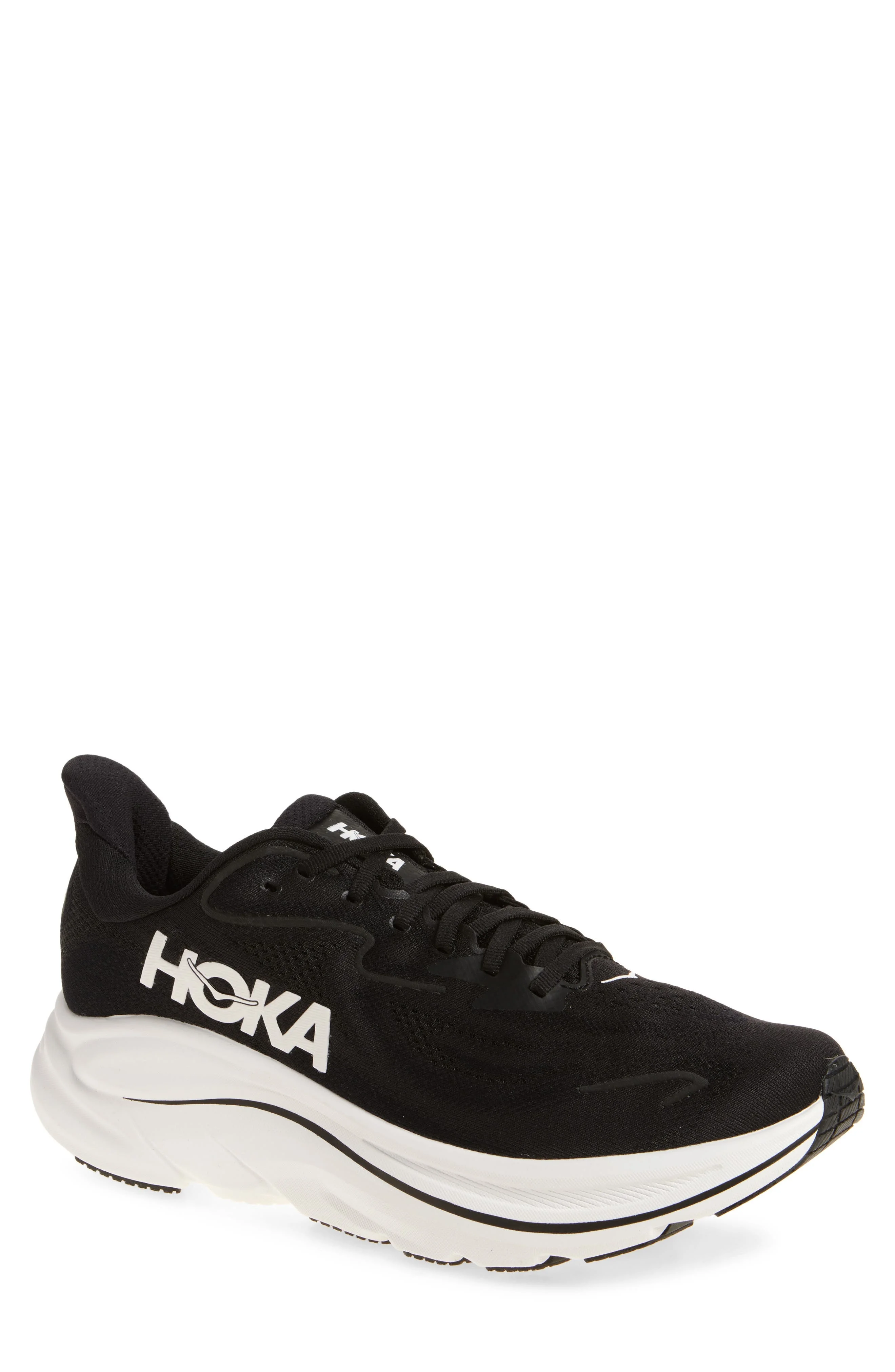 HOKA Clifton 10 Running Shoe in Black /White at Nordstrom - 1