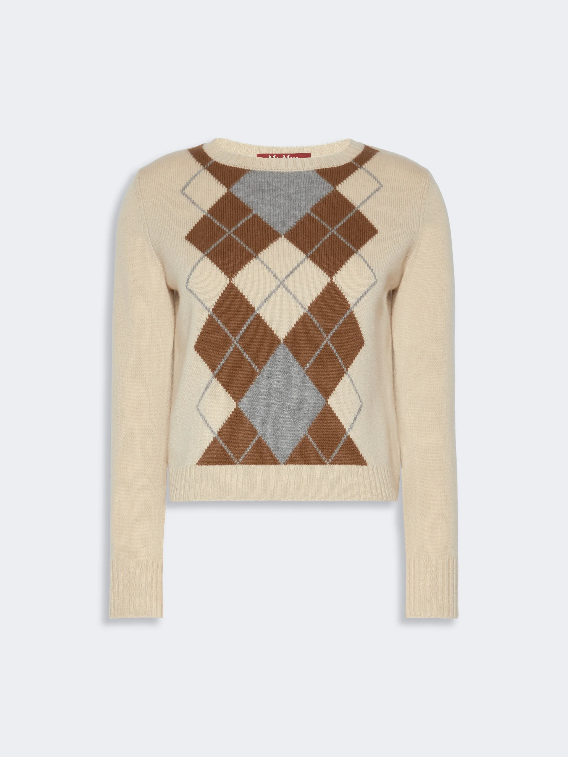 FARAONE Argyle wool and cashmere sweater - ECRU - 1