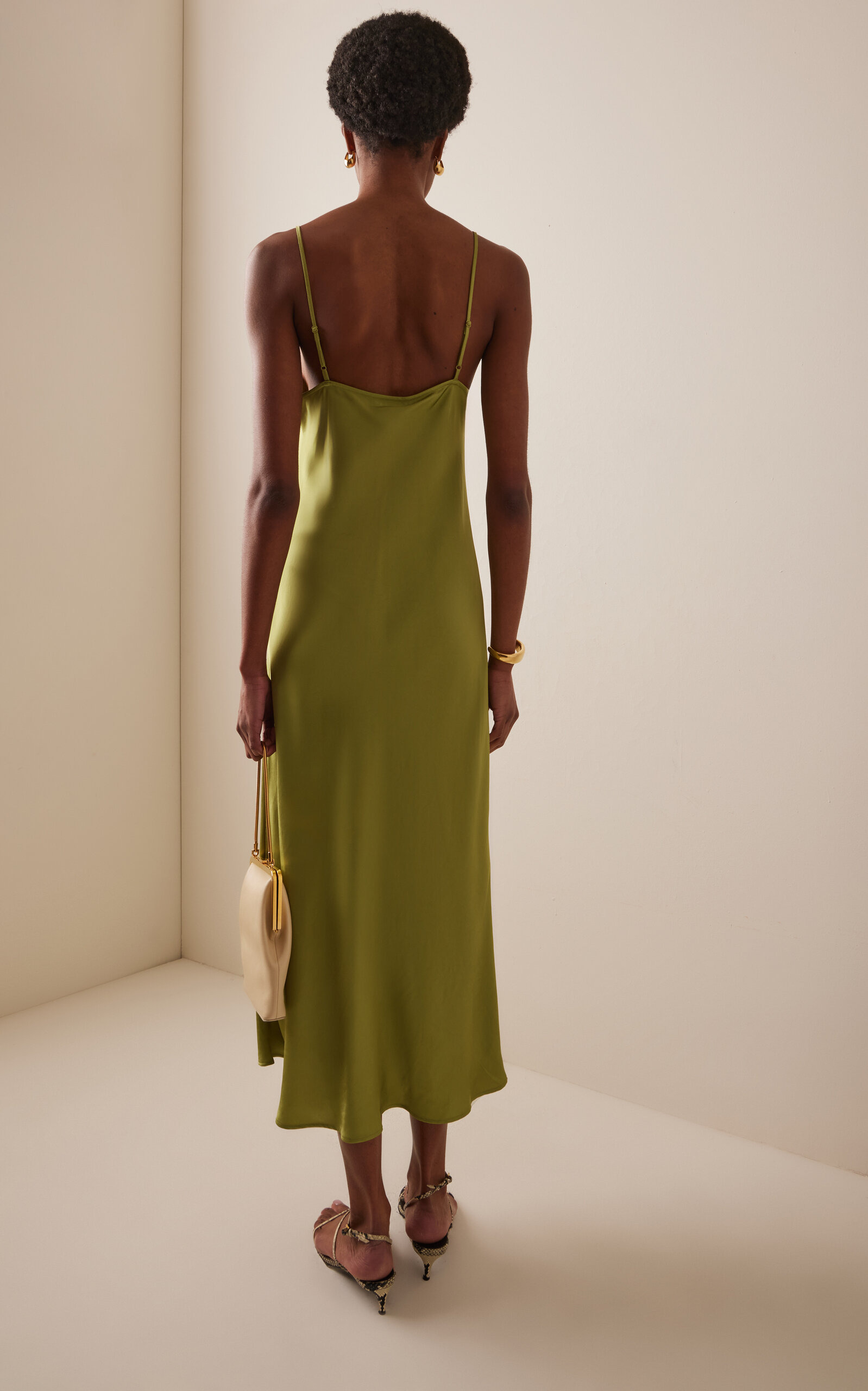 Libbie Lace-Trimmed Satin Midi Dress green - 4