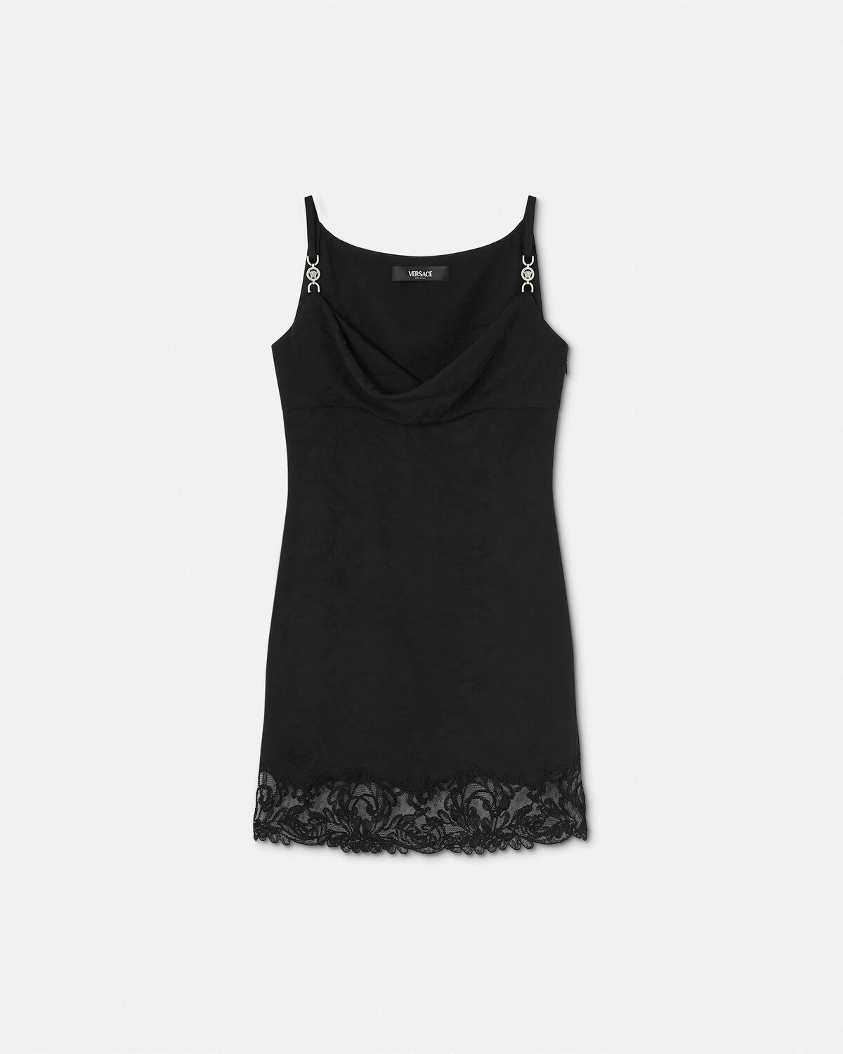 Barocco Lace Cowl Slip Mini Dress - 1