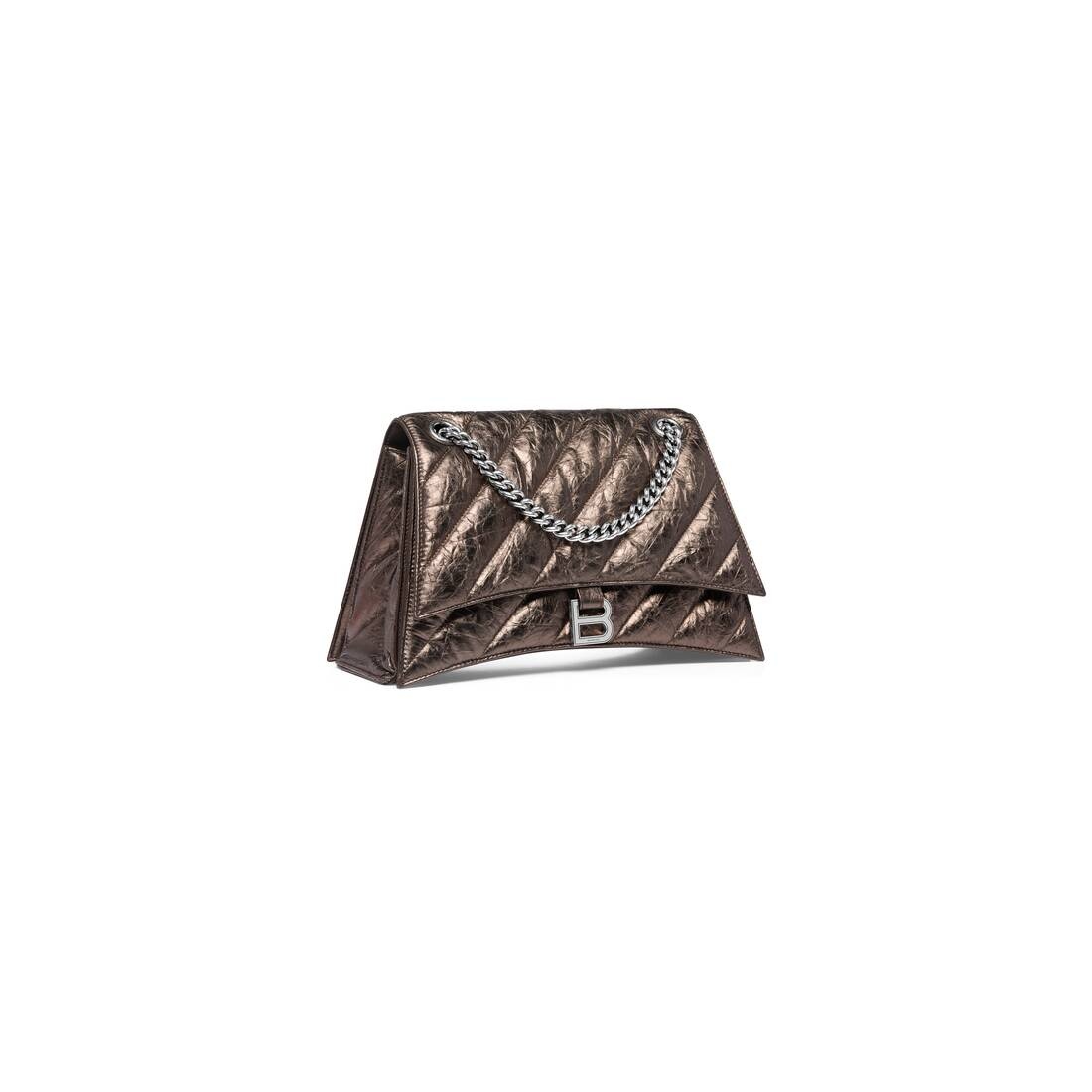 Women's Crush Medium Chain Bag Metallized Quilted  in Bronze - 2