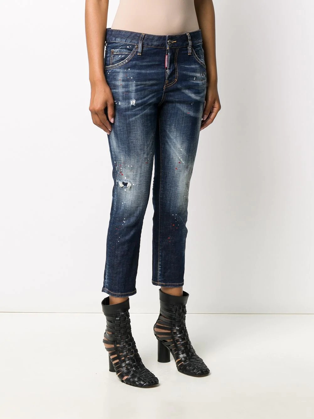 distressed cropped jeans - 3