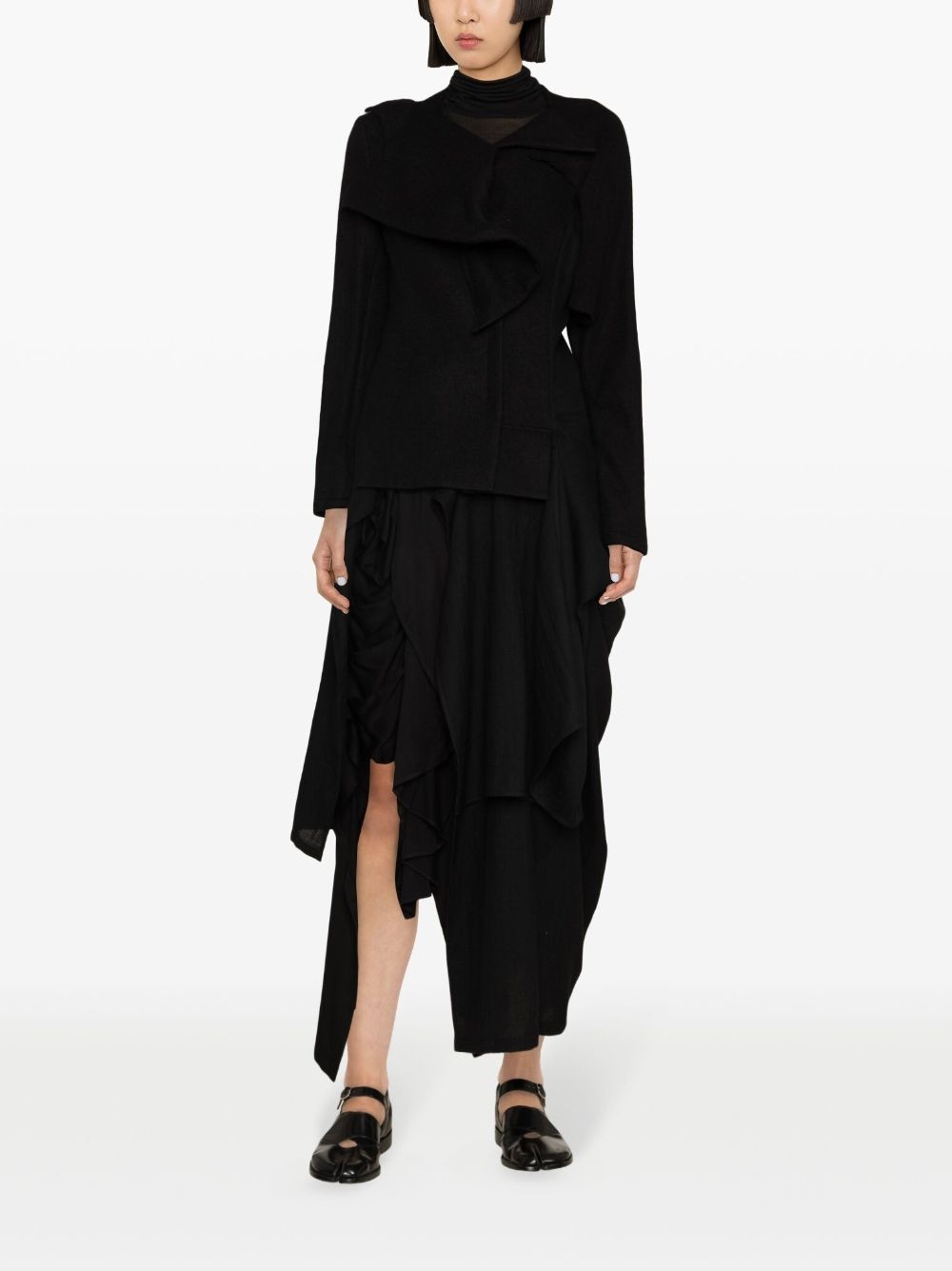 Yohji Yamamoto deconstructed asymmetric coat - Black