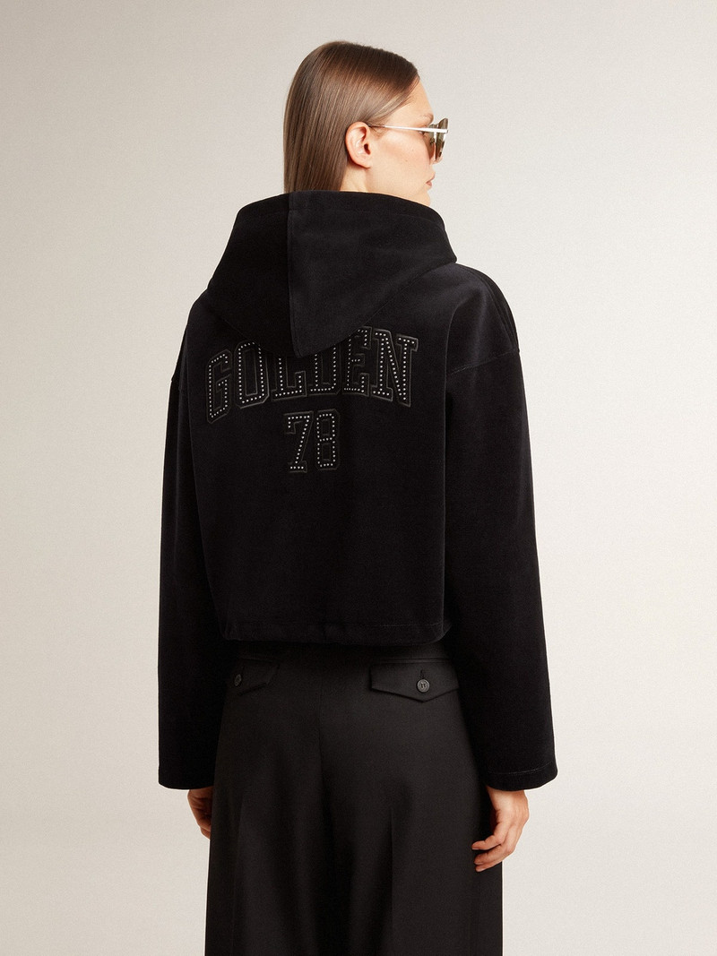 Women’s black chenille sweatshirt with embroidery on the back 4