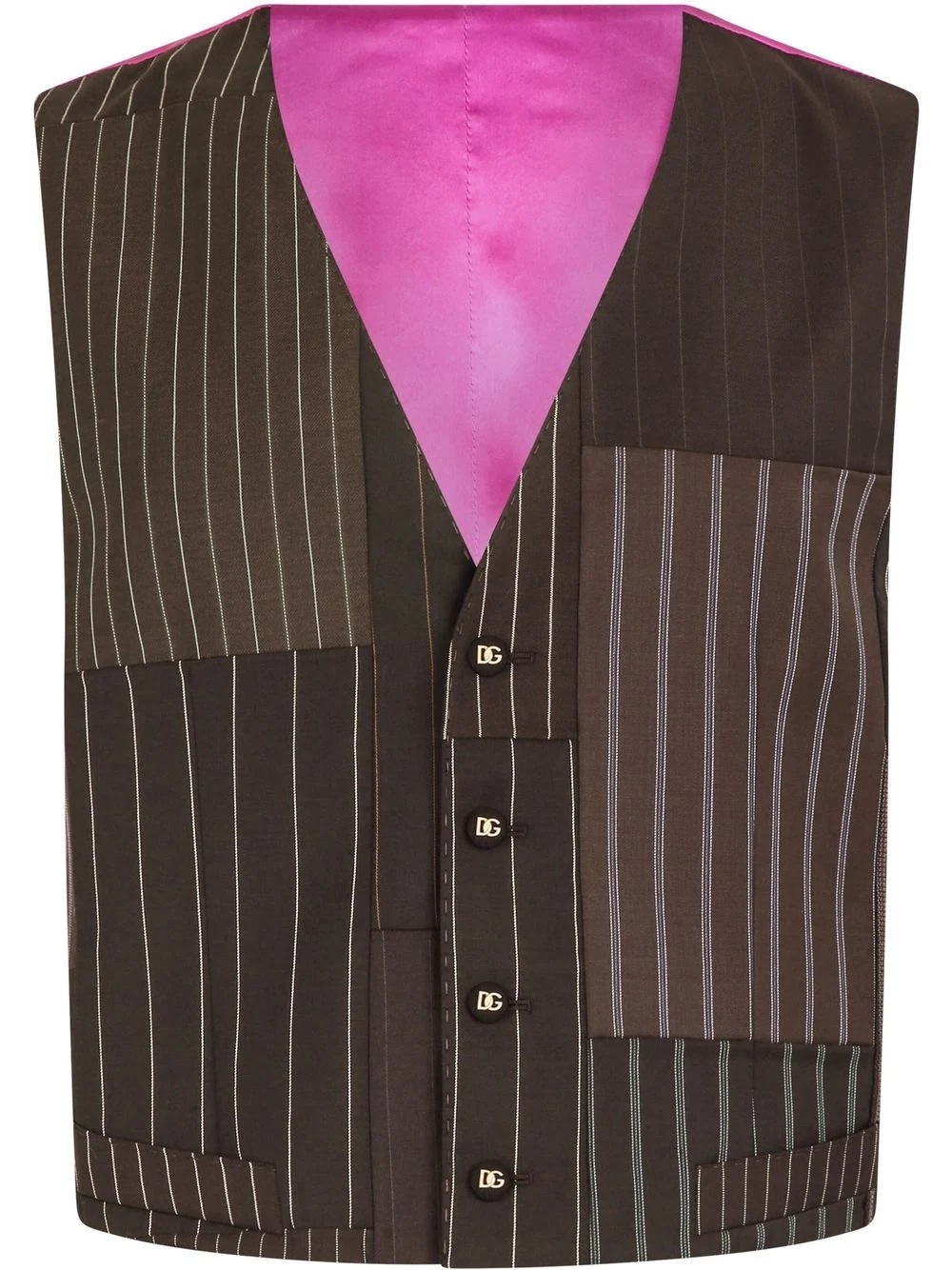 patchwork-stripe waistcoat - 1