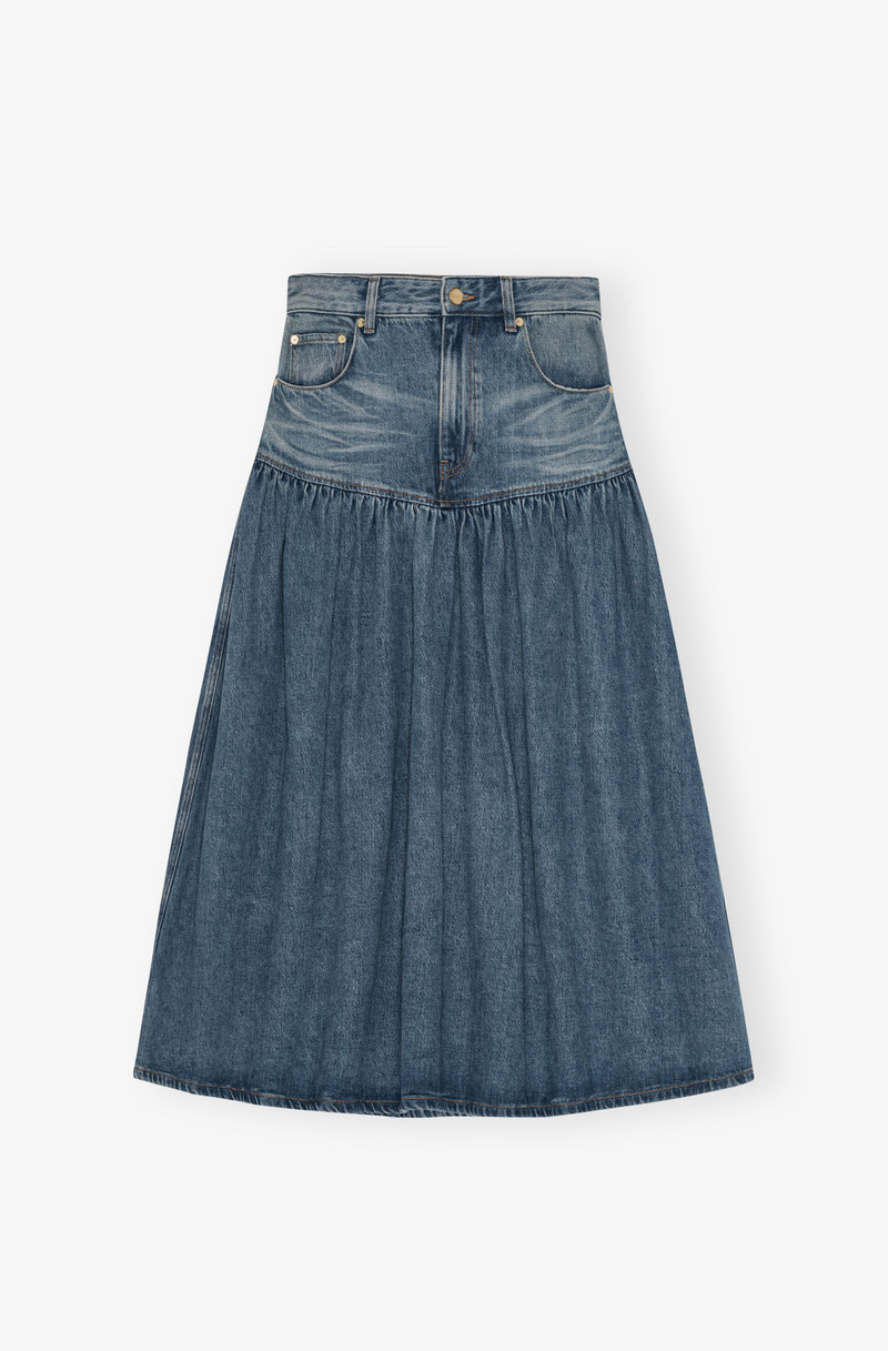 BLUE SOFT RIGID DENIM LONG SKIRT 1